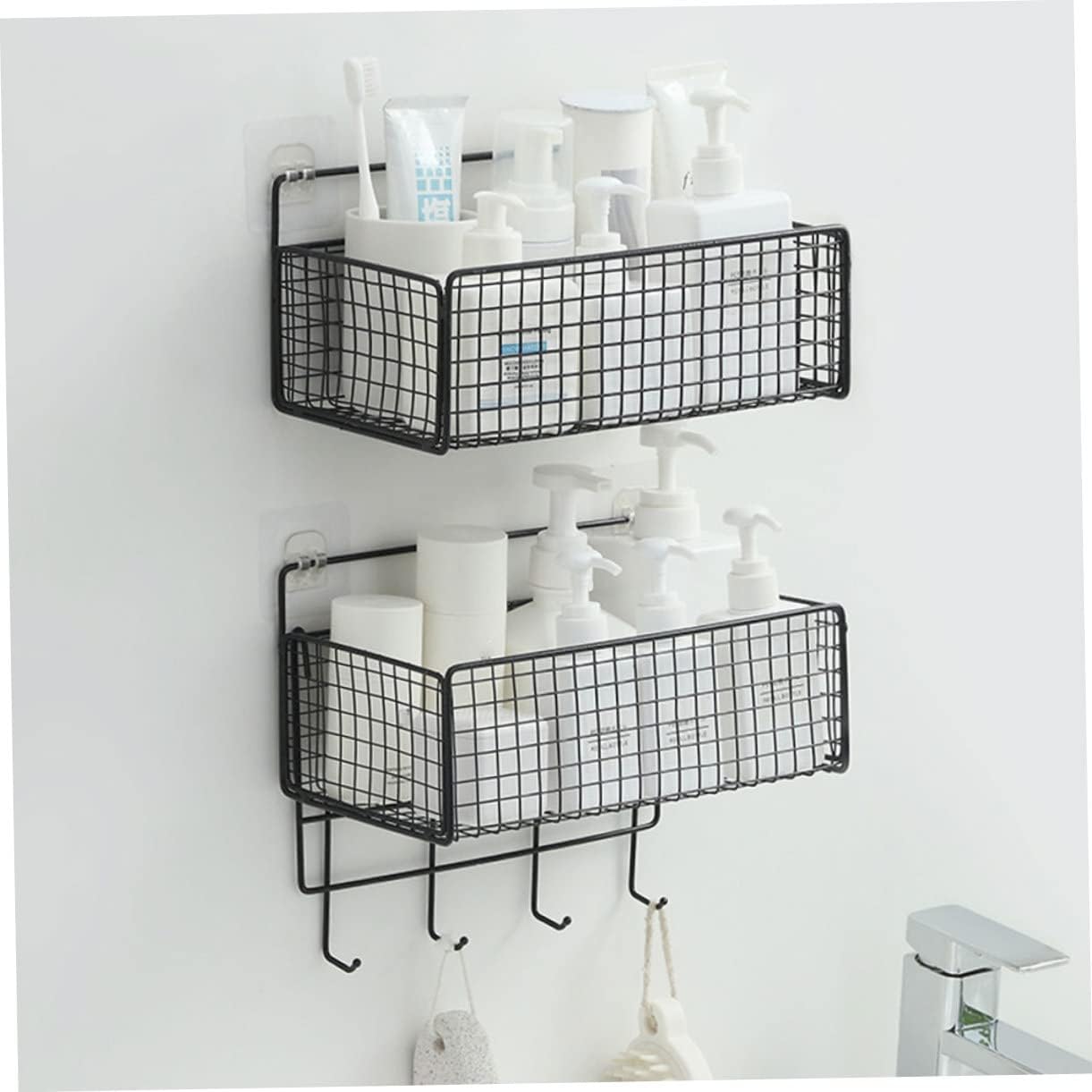 Zerodeko Floating Storage Rack No-Drill Floating Showers in Brightly Polished Iron