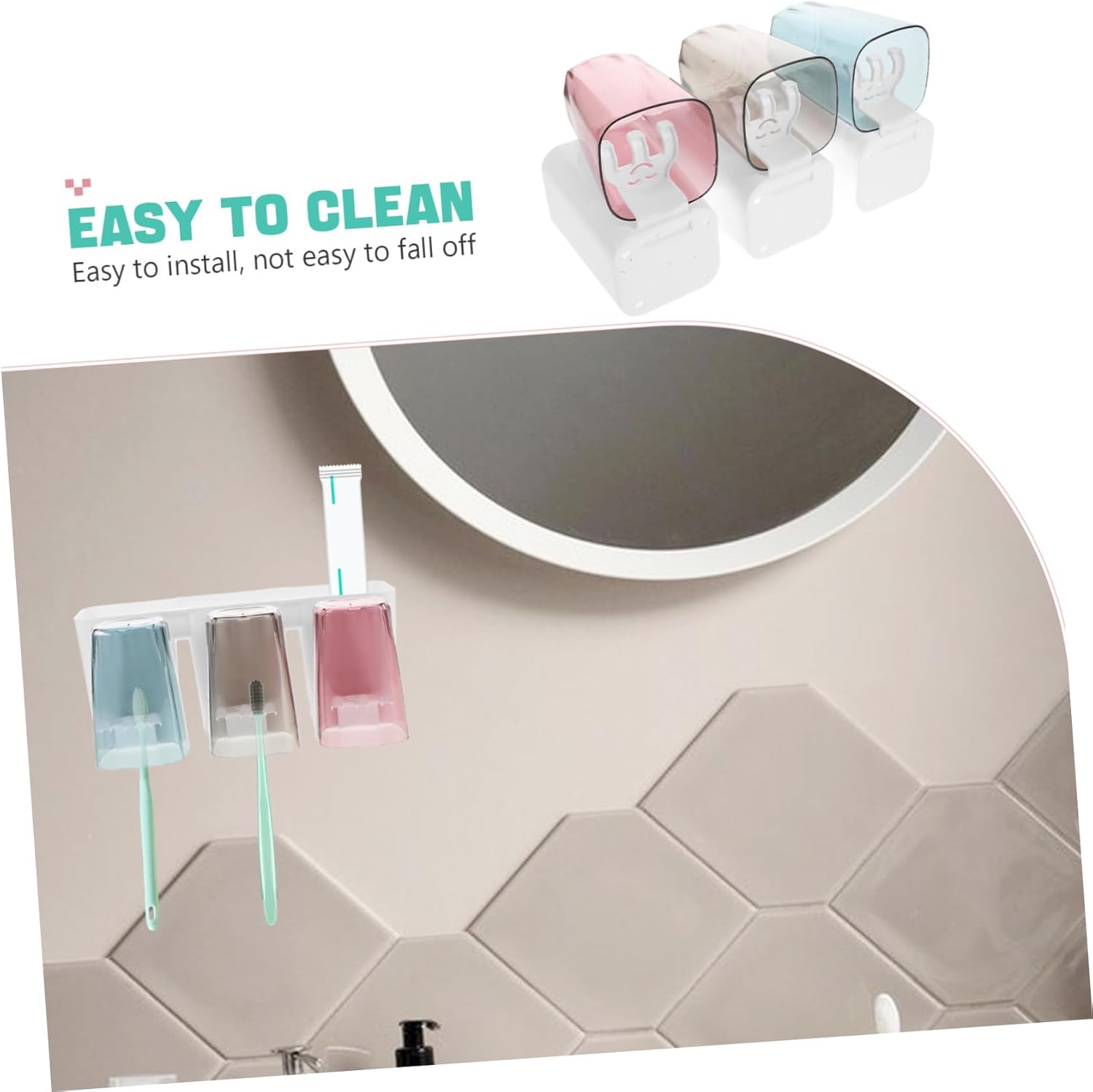 Space-Saving Wall Toothbrush Toothpaste Holder Set of 3