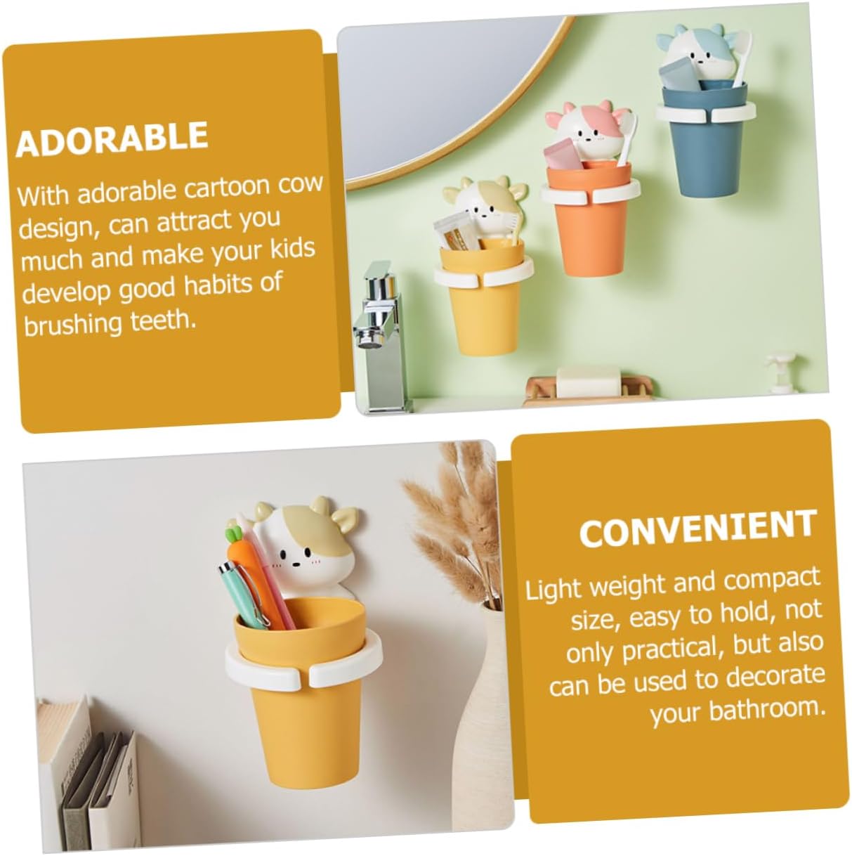 Playful Cartoon Toothbrush Cup for Kids Easy to Install with Fun Design
