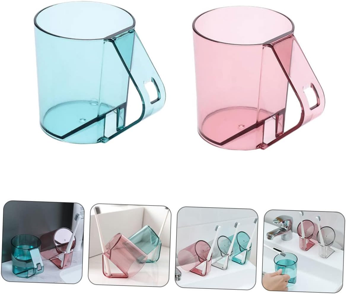 Cabilock 2pcs Toothbrush Holder Cups Reusable for Bathroom and Travel