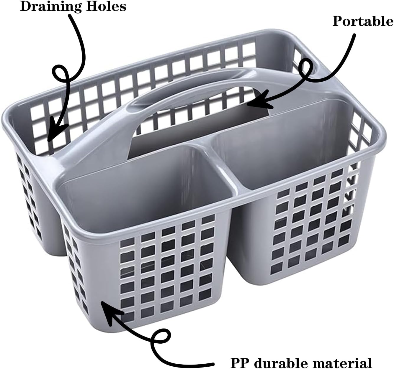 Portable Shower Caddy Basket with Compartments and Handle