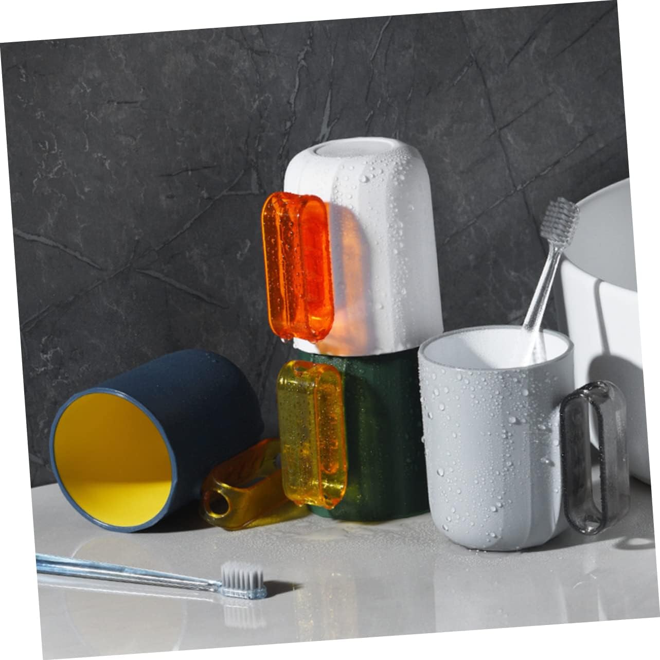 Chic 4-Piece Toothbrush Tea Mugs for Travel Home