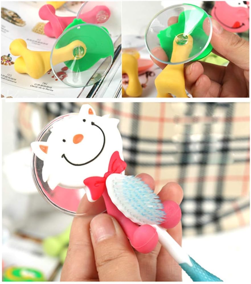 5PCS Cute Cartoon Animal Toothbrush Holders Wall-Mounted Set for Kids