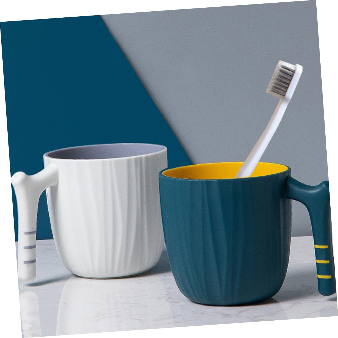 KONTONTY Toothbrush Storage Cup Handle Creative Design for Easy Storage