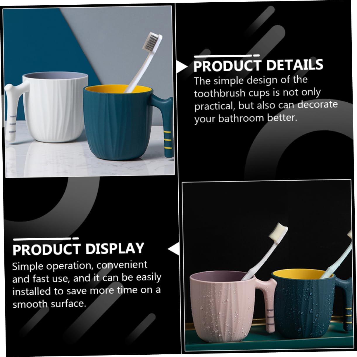 KONTONTY Toothbrush Storage Cup Handle Creative Design for Easy Storage