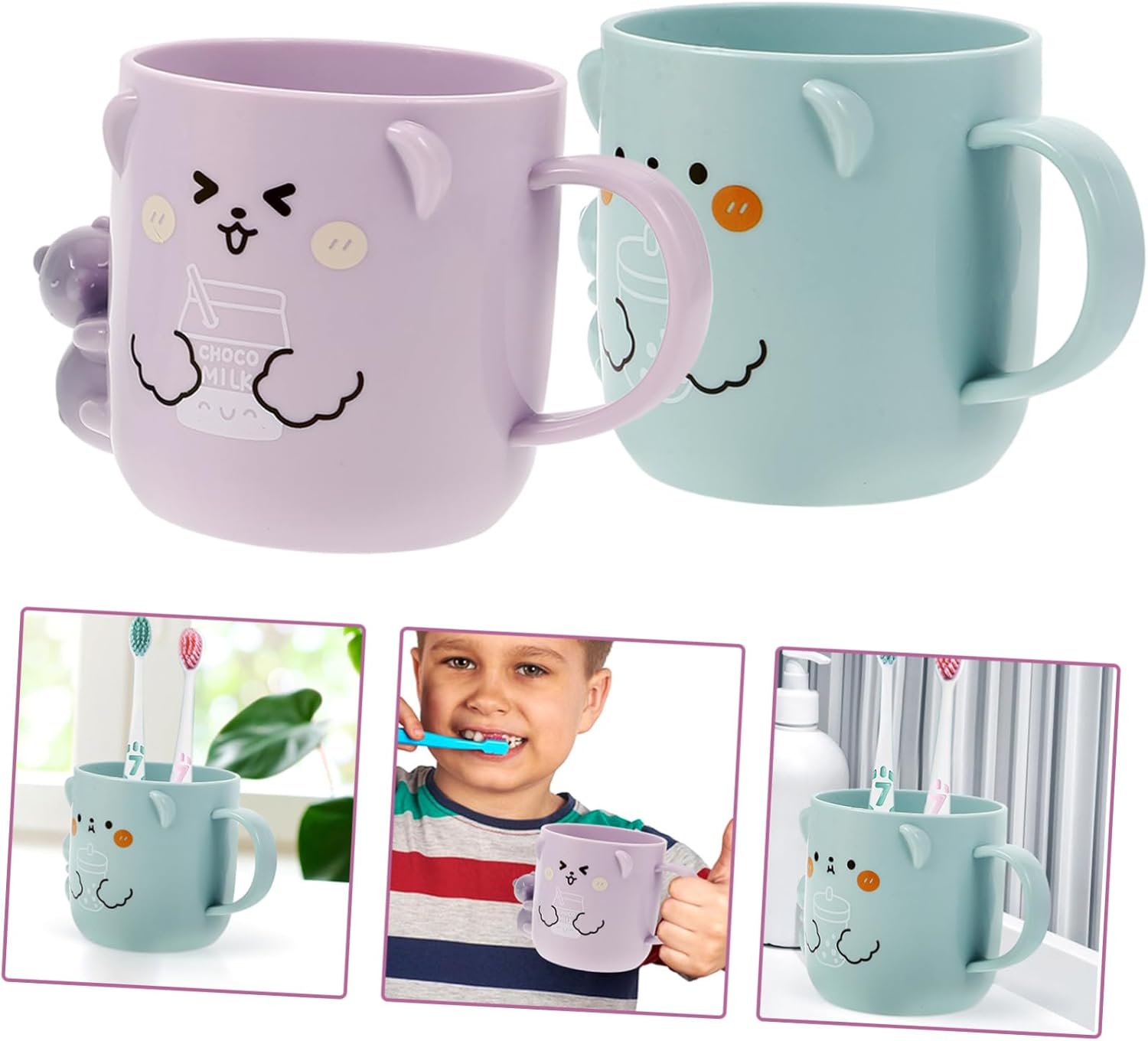 ABOOFAN 2-Piece Reusable Toothbrush Bear Cups