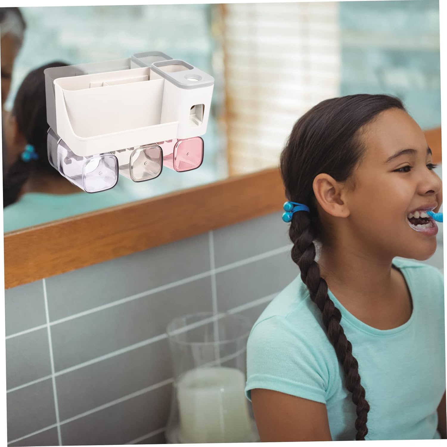 Space-Saving Wall-Mounted Toothbrush Holder for Families and Kids