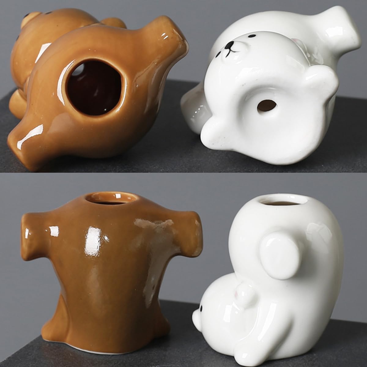 Two Funny Bear Toothbrush Holders