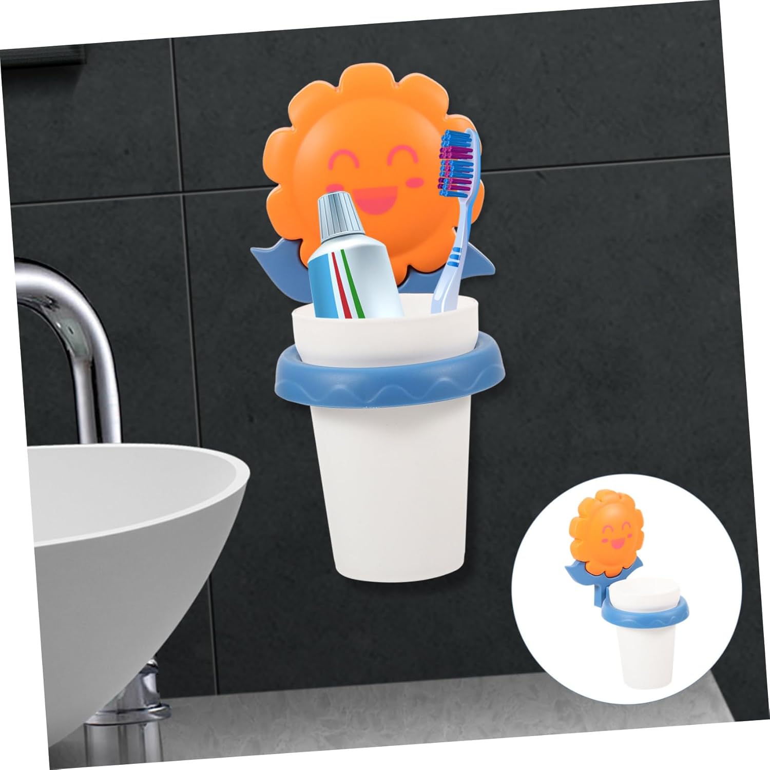 Fomiyes Cartoon Toothbrush Cup Rack Multifunctional Storage Organizer