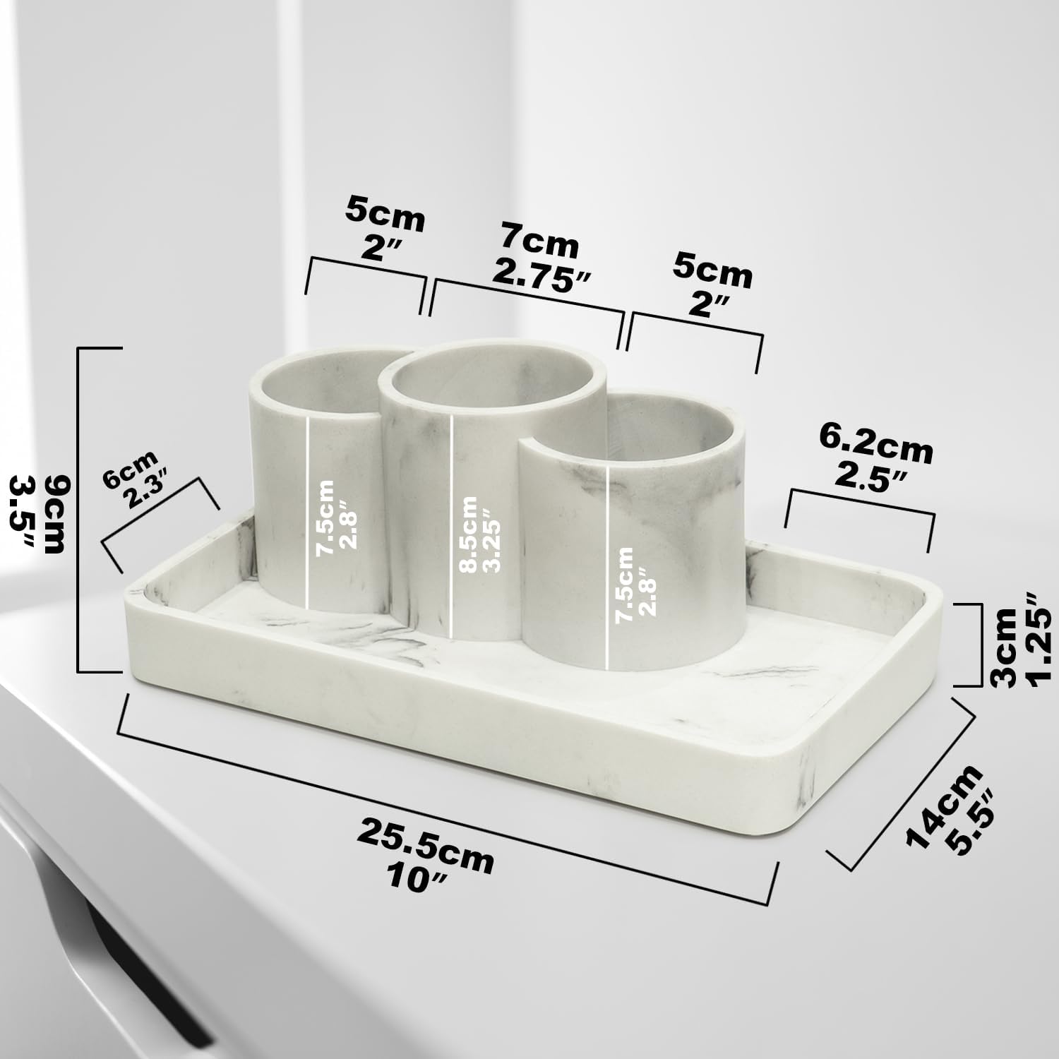 Suanti Multi-Functional Toothbrush Holder with 3 Compartments