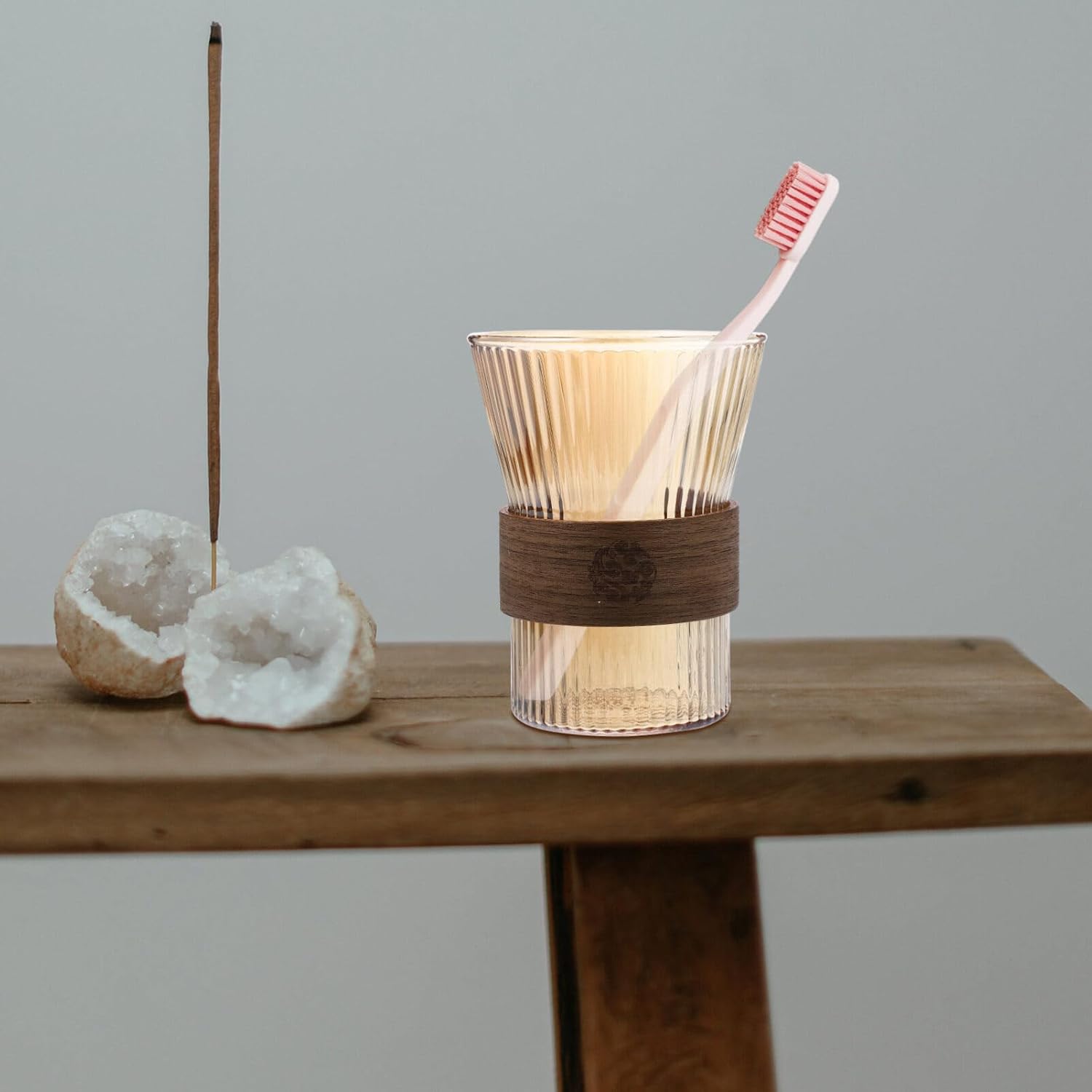 Luxshiny Glass Toothbrush Holder Bathroom Tumbler