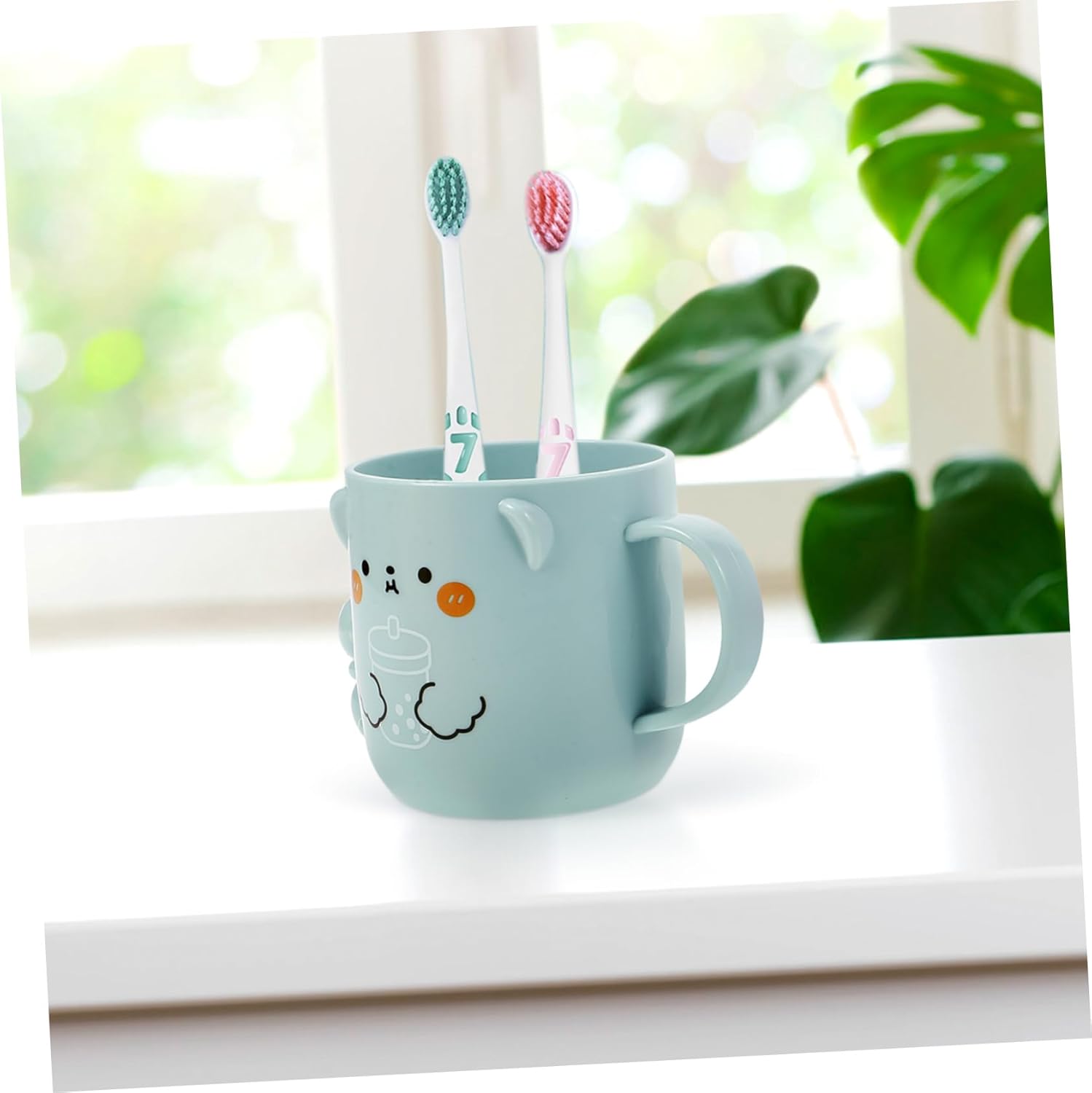 LigigWash 2PCS Cartoon Plastic Toothbrush Cups for Toddlers