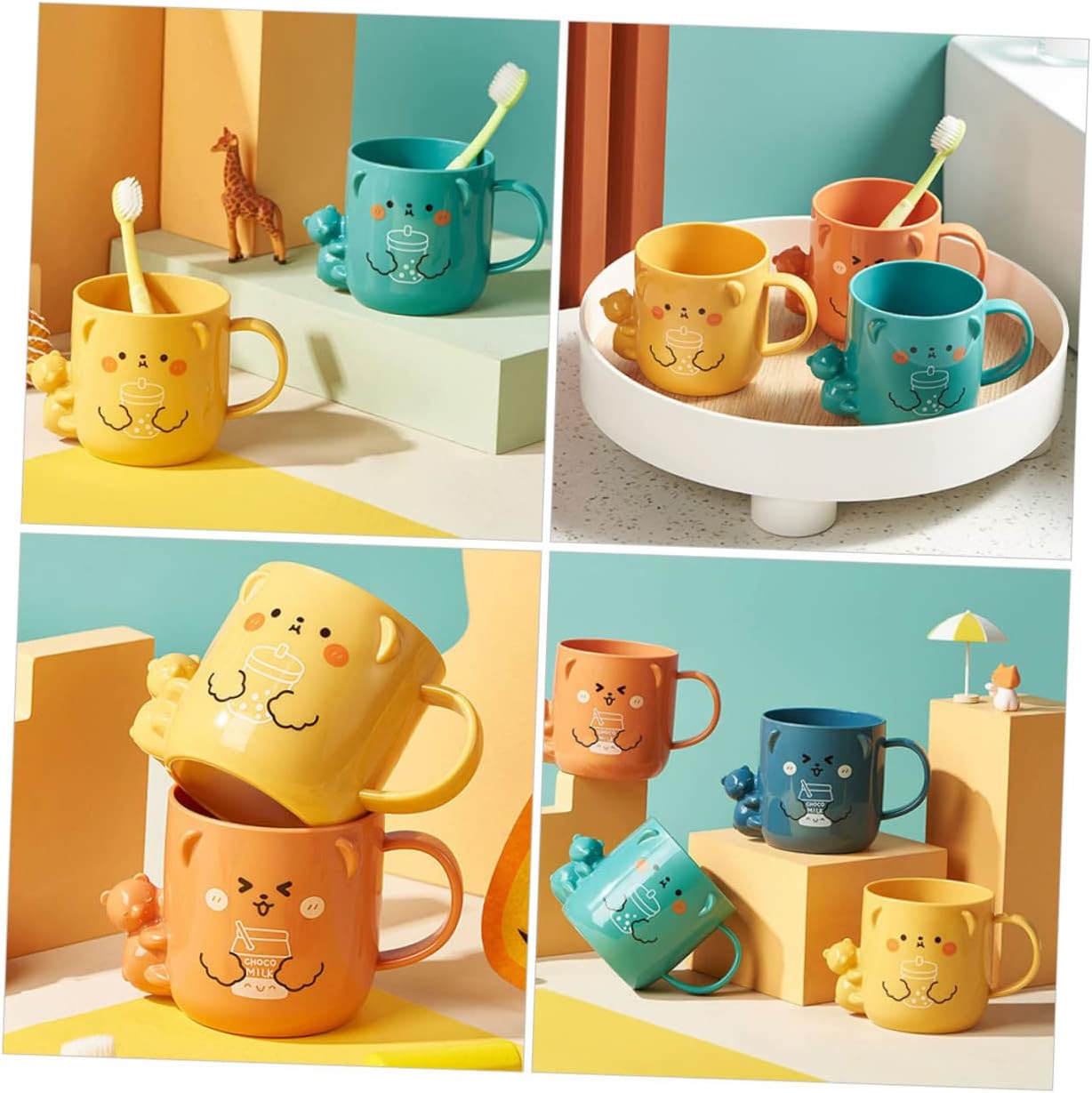 Alipis 2Pcs Cartoon Toothbrush Cup Cute Bear Design for Bathroom Use