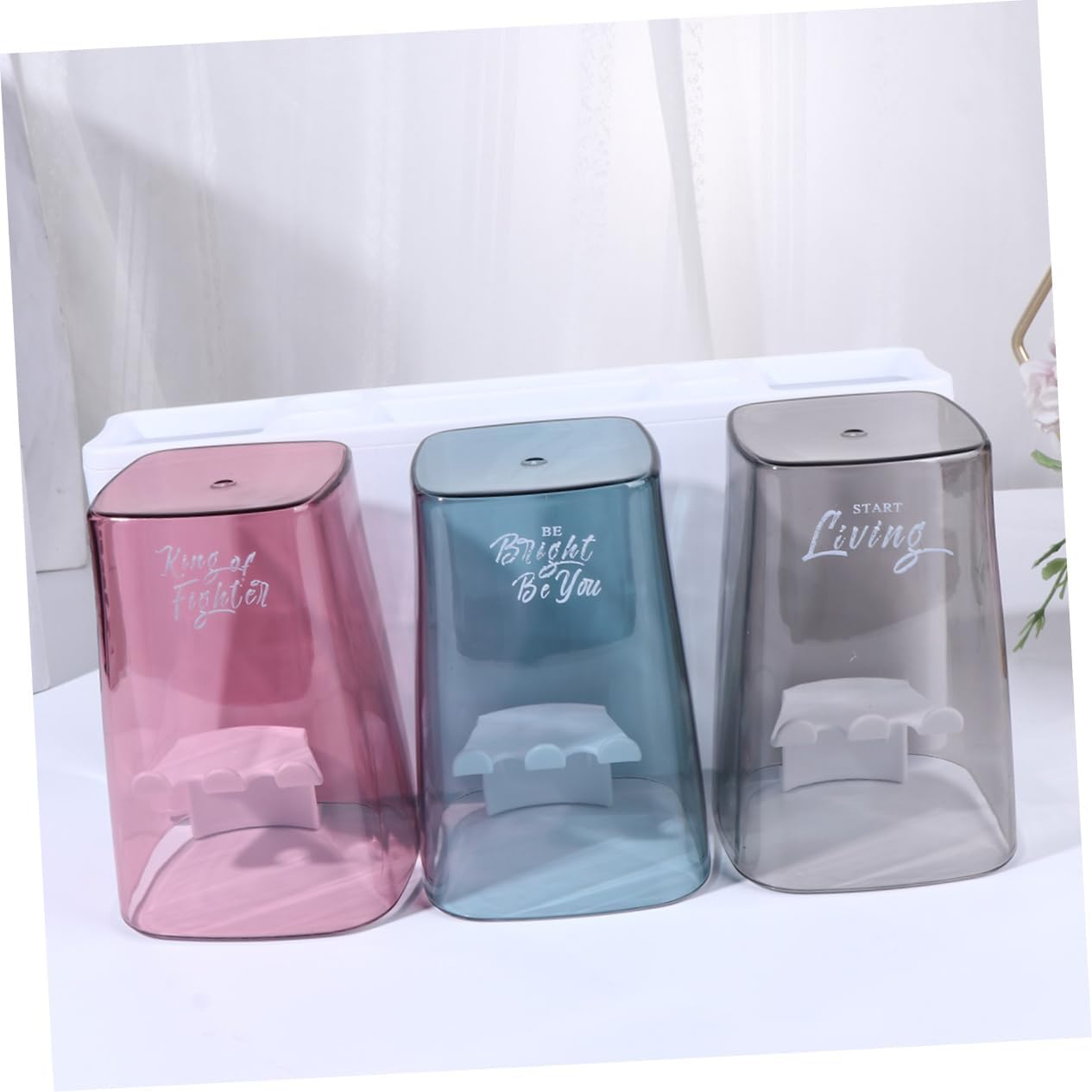 CIIEEO 3 Toothbrush Holder Set White - Mountable Toothpaste Cup Storage Rack