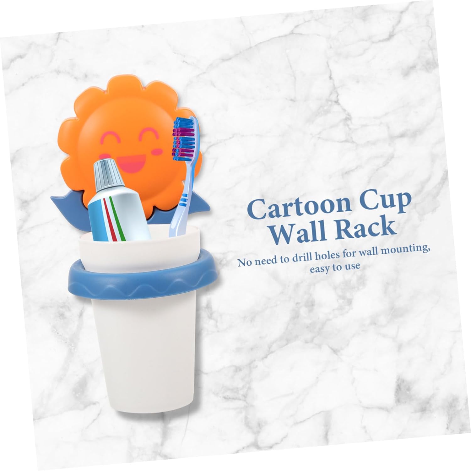 Cute Cartoon Toothbrush Holder Wall Mounted Storage Rack for Bathroom