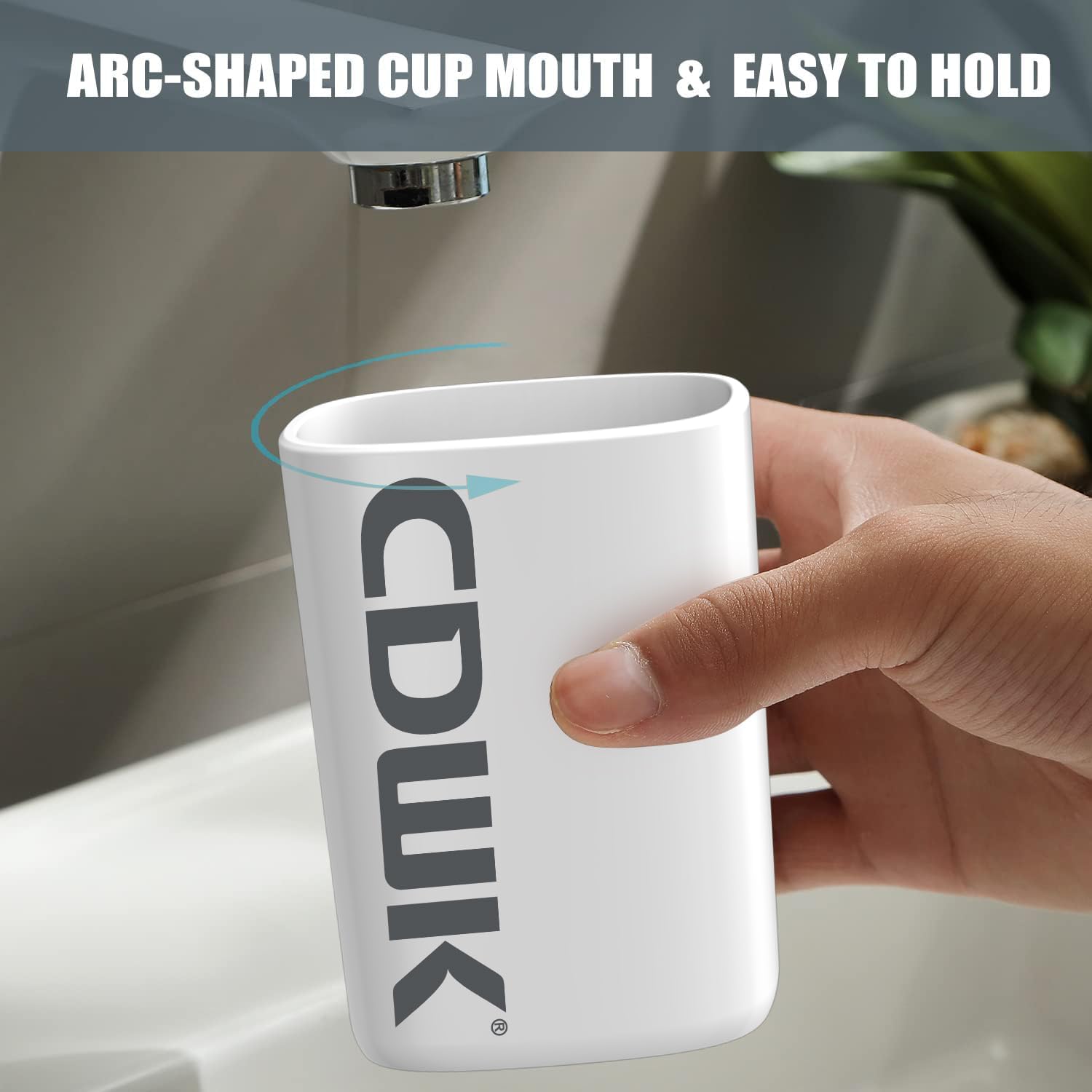2-Pack Toothbrush Cup Holder 300ml Unbreakable ABS Plastic Bathroom Organizer - White 1