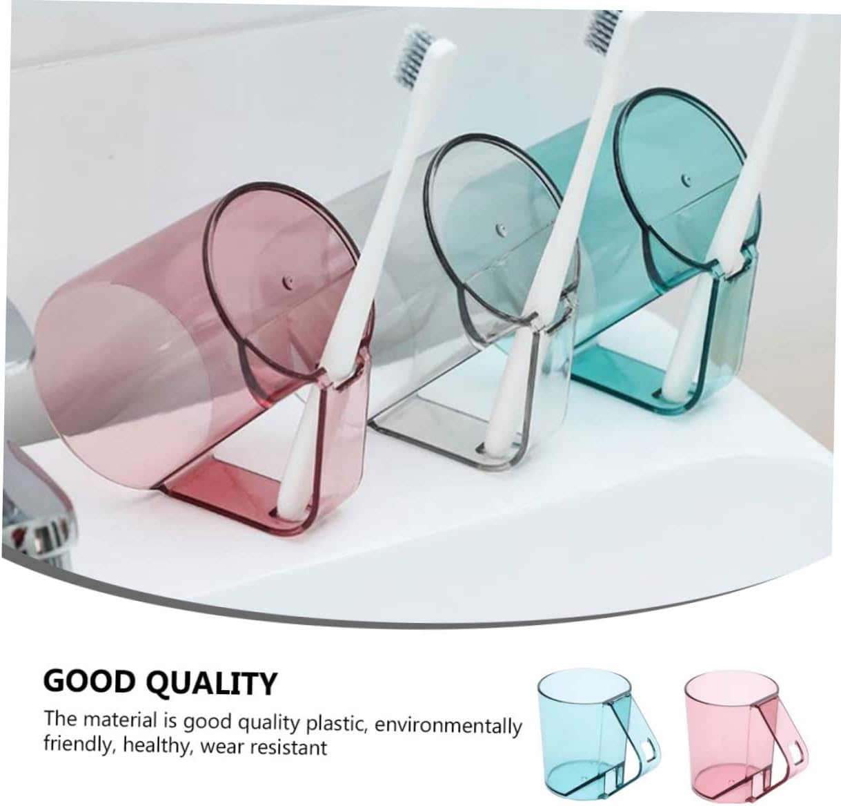 Cabilock 2pcs Toothbrush Holder Cups Reusable for Bathroom and Travel