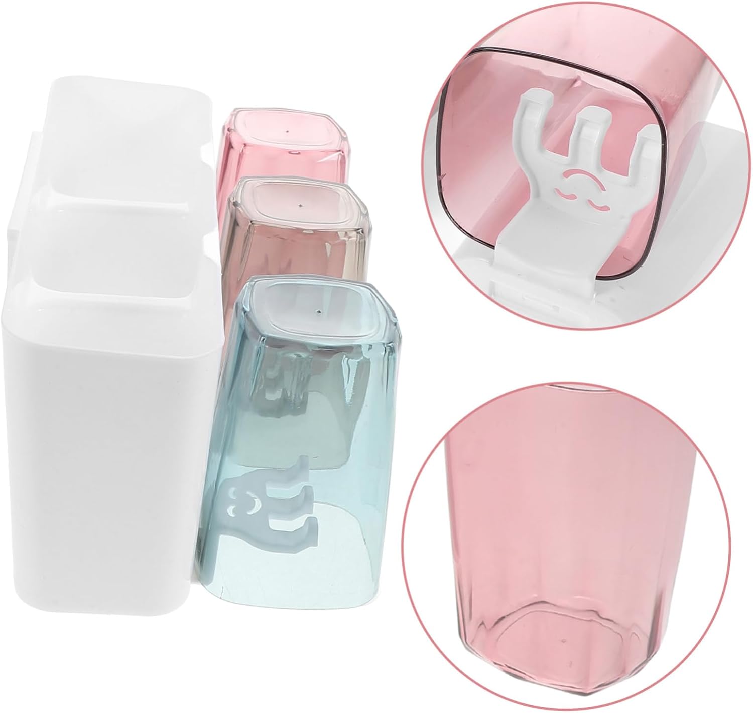 Bathroom Toothbrush Holder Set With 3 Cups And Toothpaste Rack