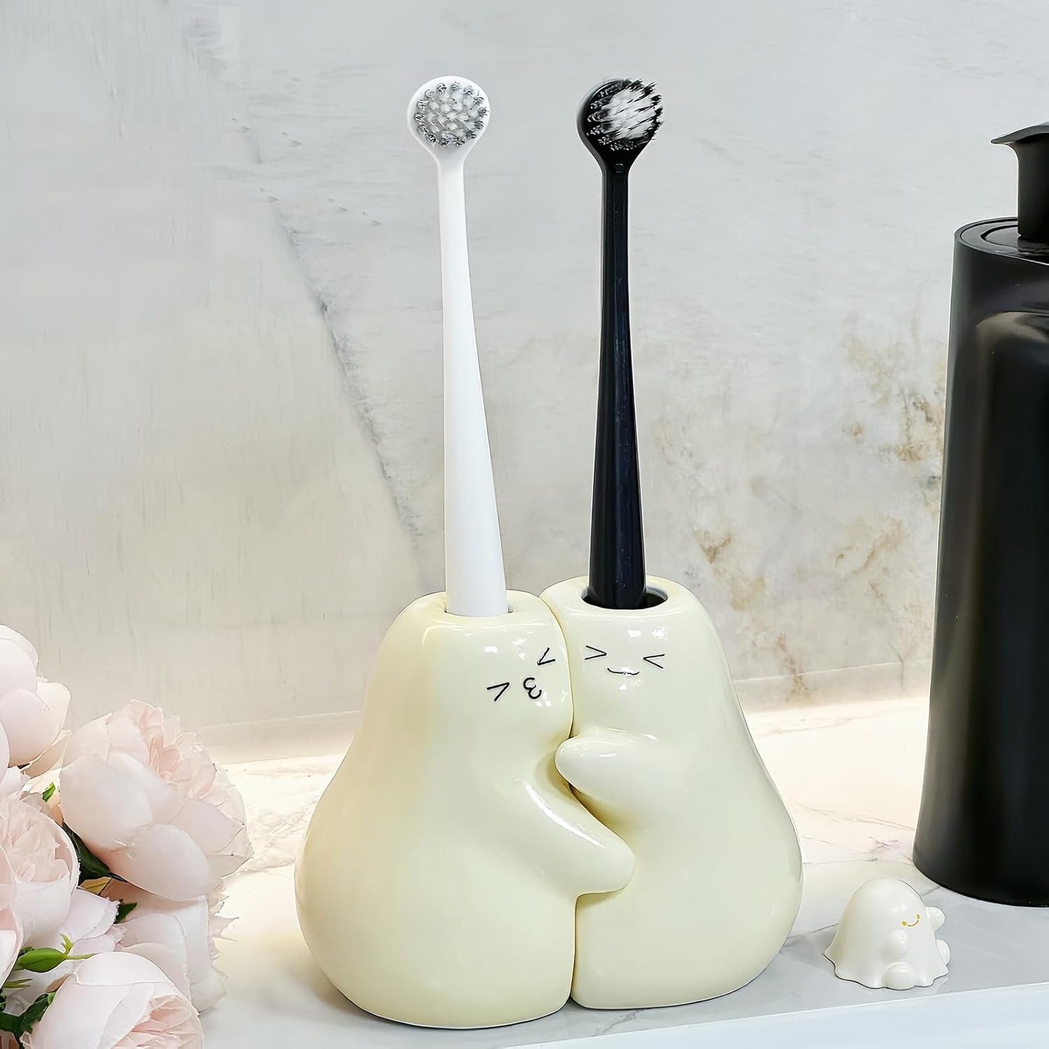 Set of 2 Hugging Pears Toothbrush Holder for Couples