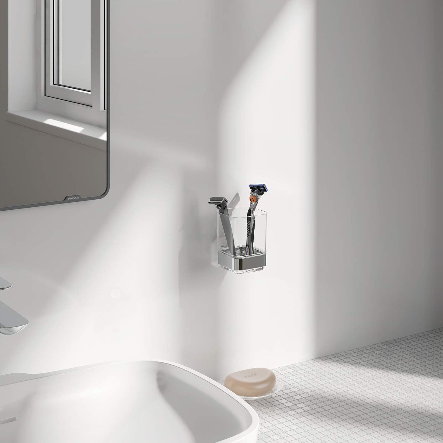 Premium Wall-Mounted Toothbrush Organizer Tumbler Easy to Use Durable