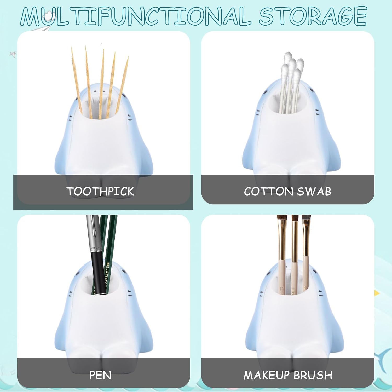 AKAKL Cute Shark Toothbrush Holder