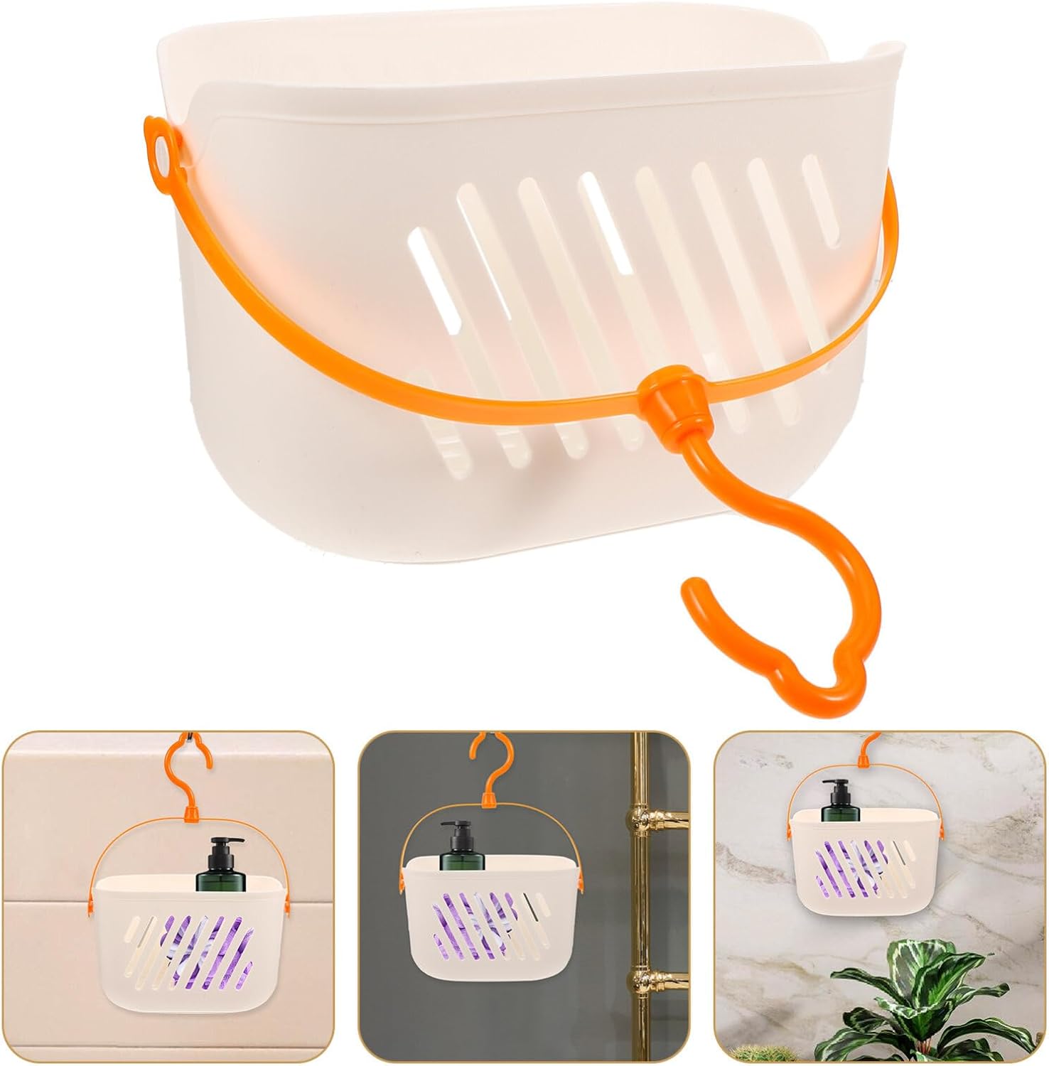 PRETYZOOM Plastic Hanging Shower Basket with Hooks