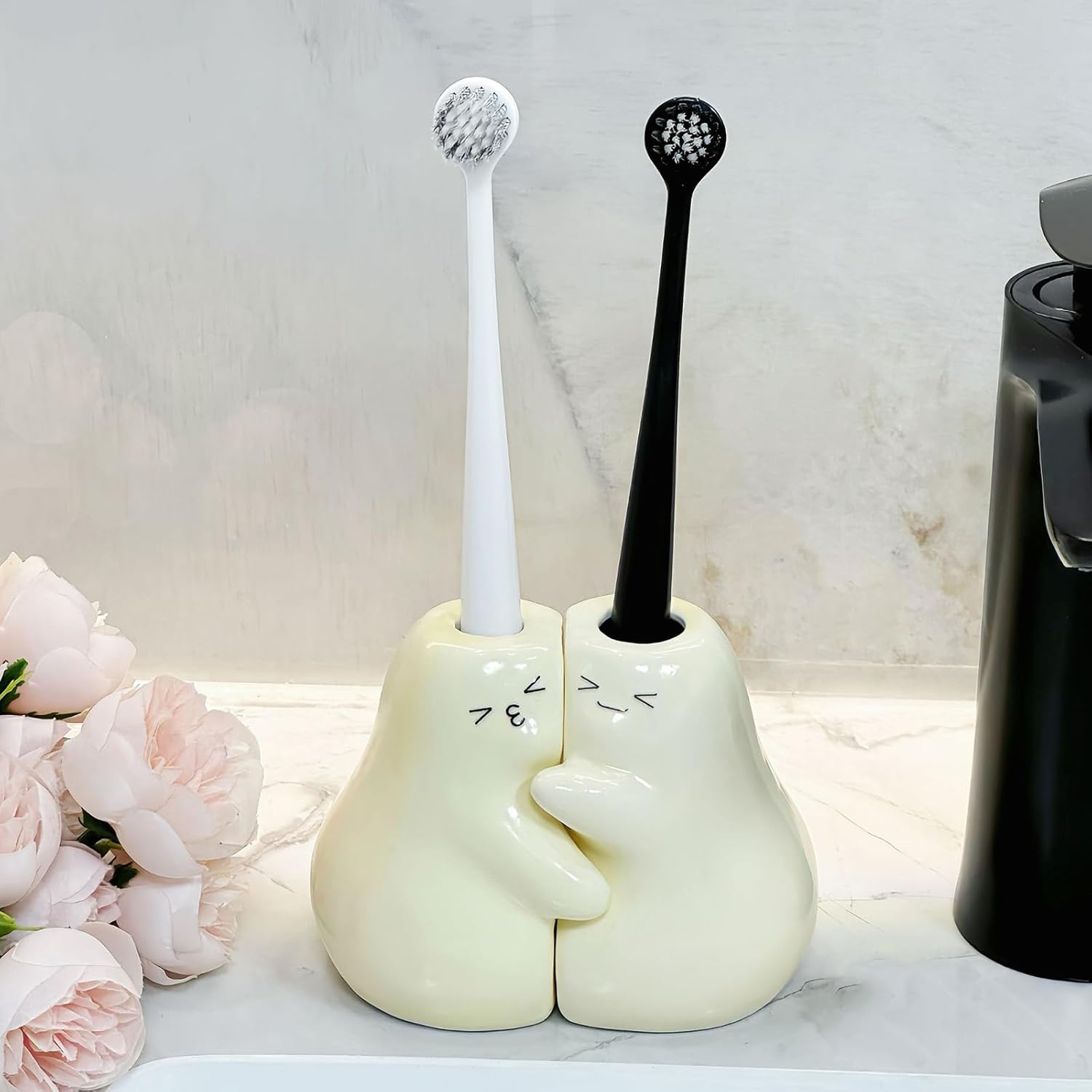 Set of 2 Hugging Pears Toothbrush Holder for Couples