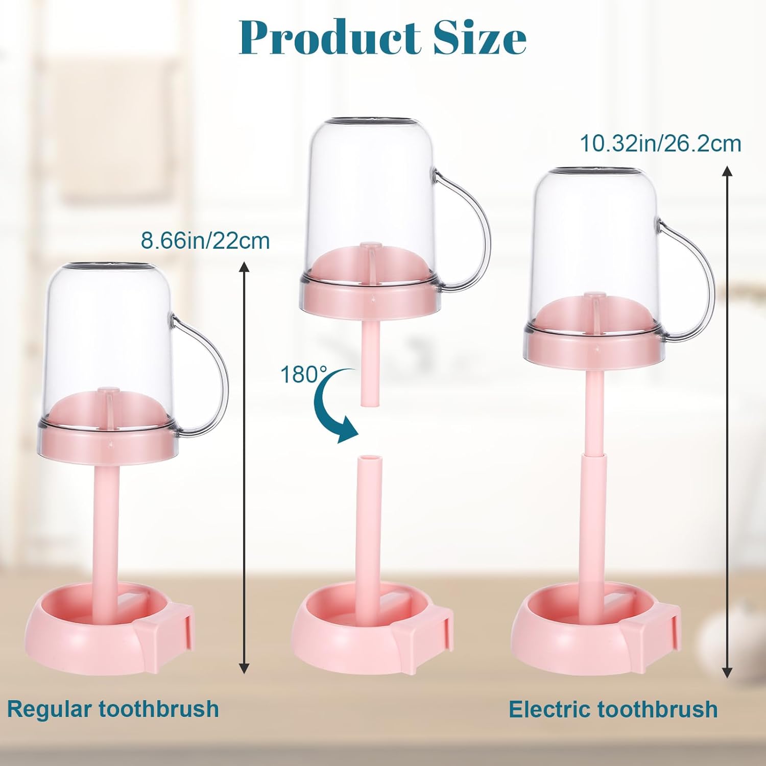 Stylish Pink Toothbrush Holder with 3 Slots