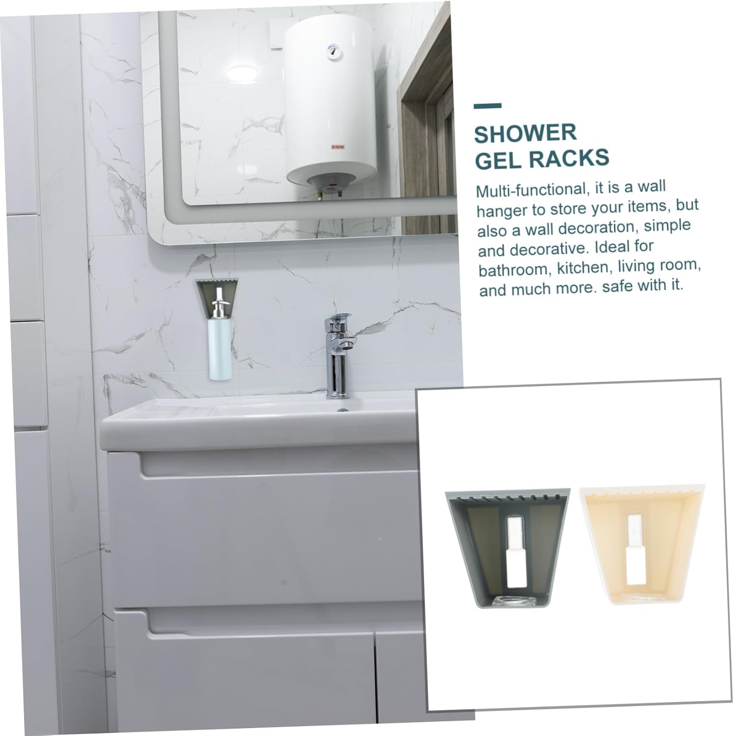 2pcs Wall Mounted Shampoo Hooks for Bathroom Storage