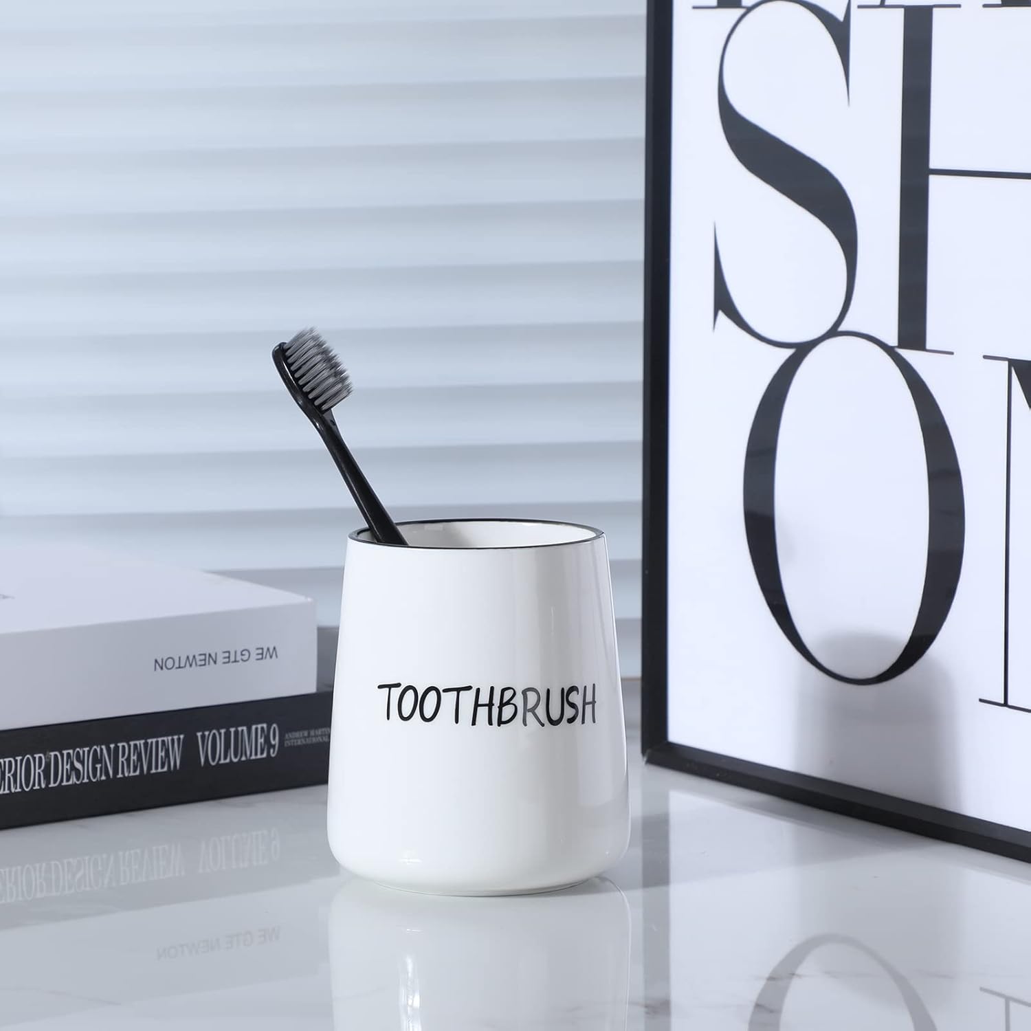 LEETOYI Toothbrush Holder Ceramic 35 Inch White
