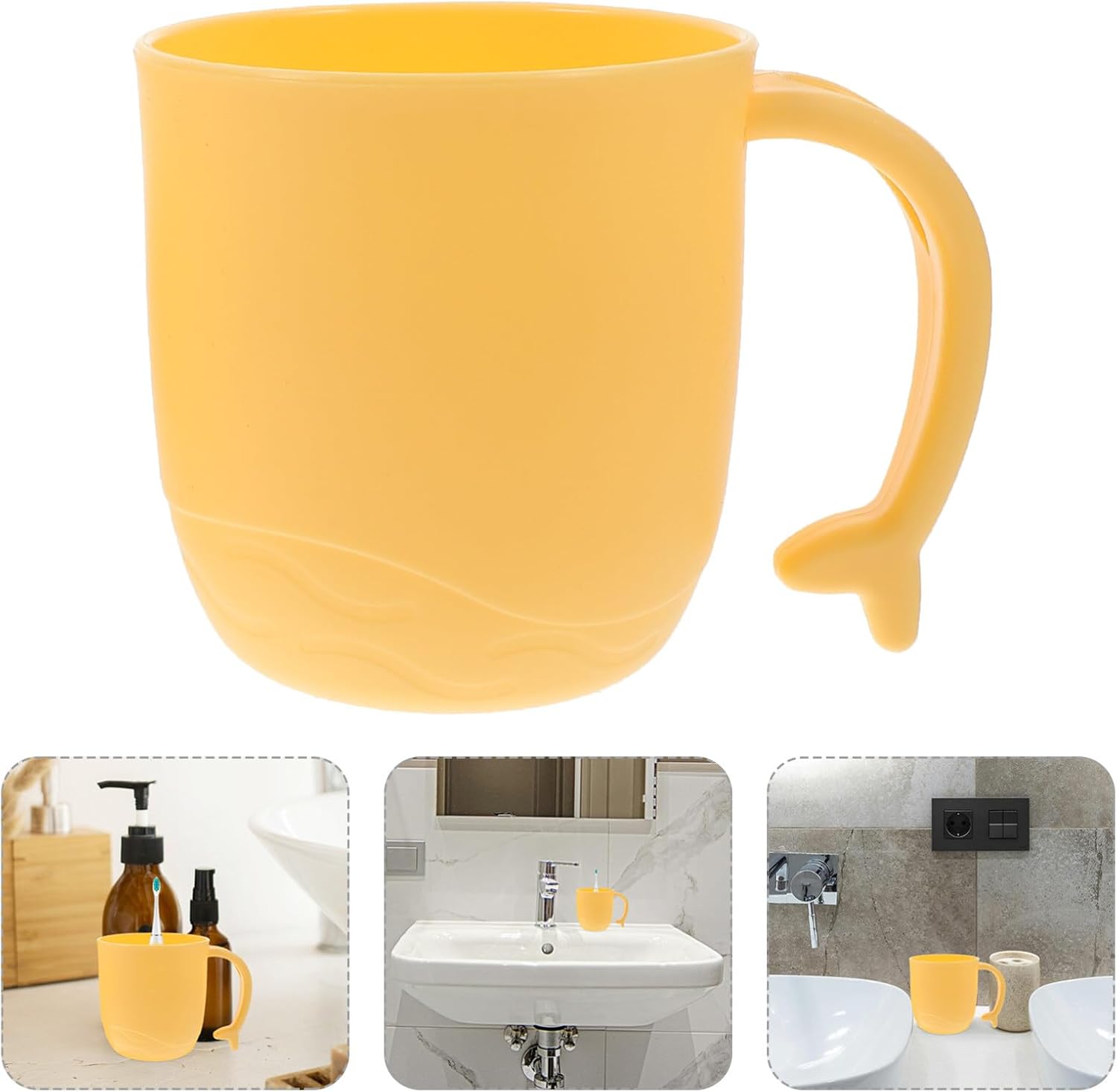 Luxshiny 2PCS Dolphin Tail Handle Unbreakable Mouthwash Cups for Boys and Girls