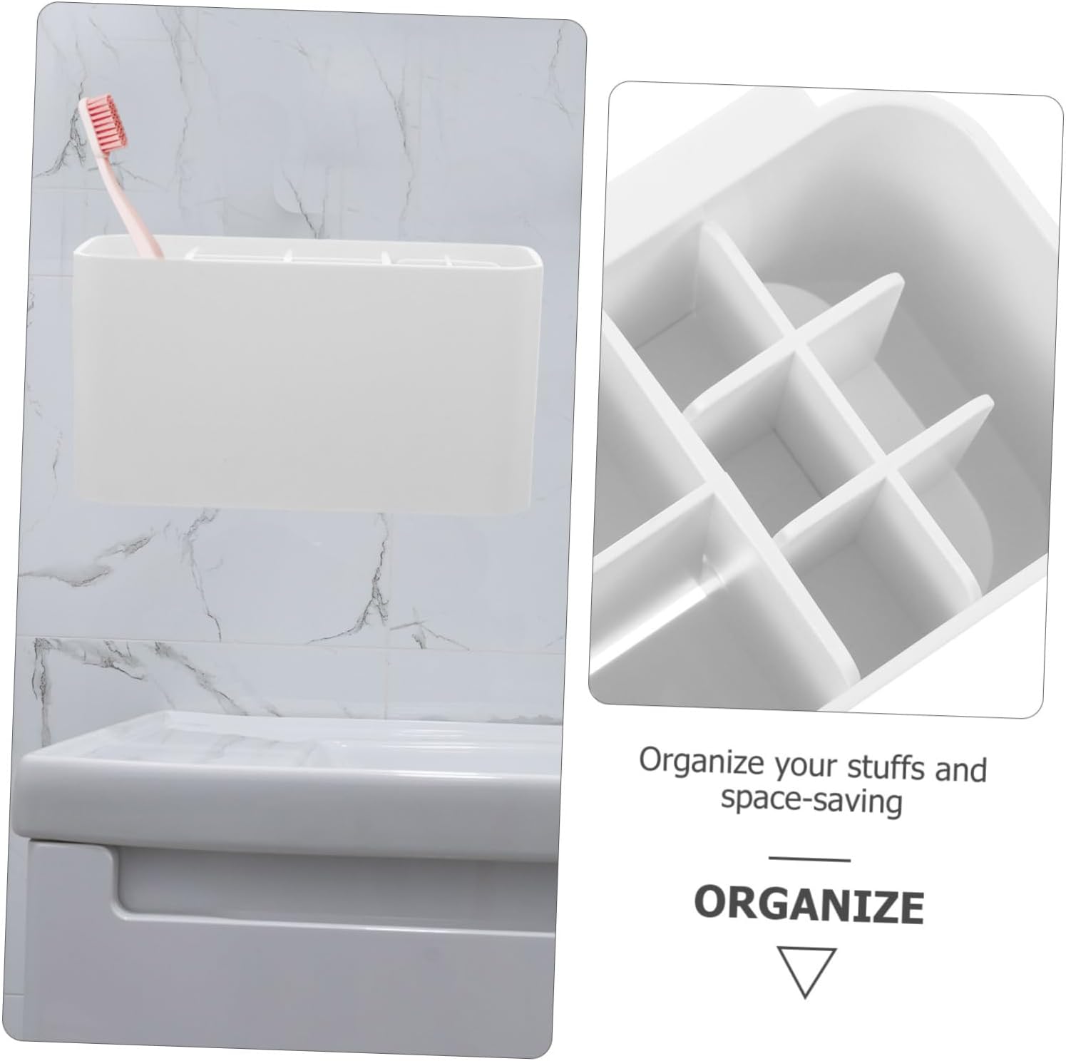 PRETYZOOM Toothbrush Holder with Storage Compartment and Organizer
