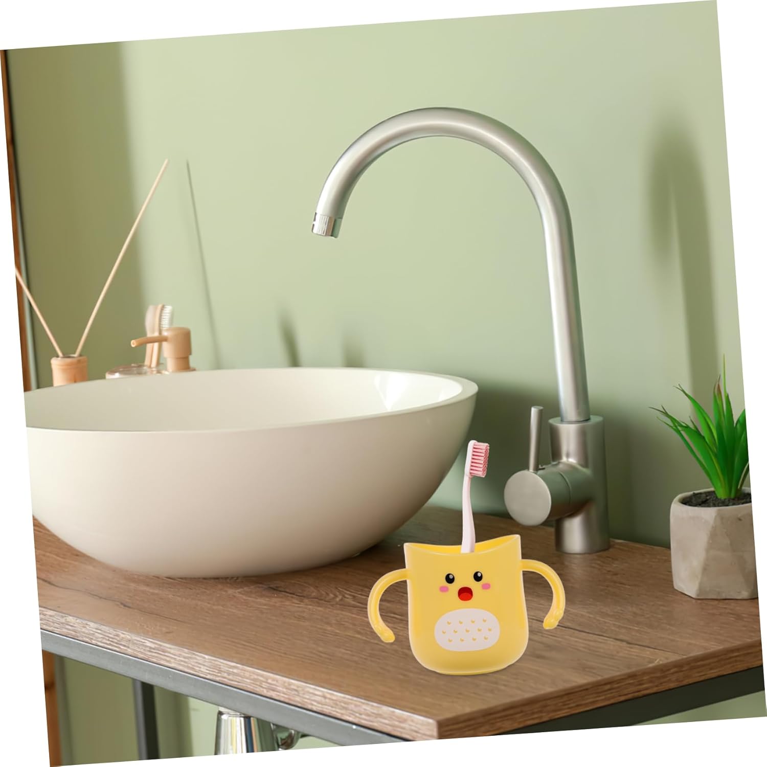 Ibasenice Child Safe Cartoon Toothbrush Cup for Kids