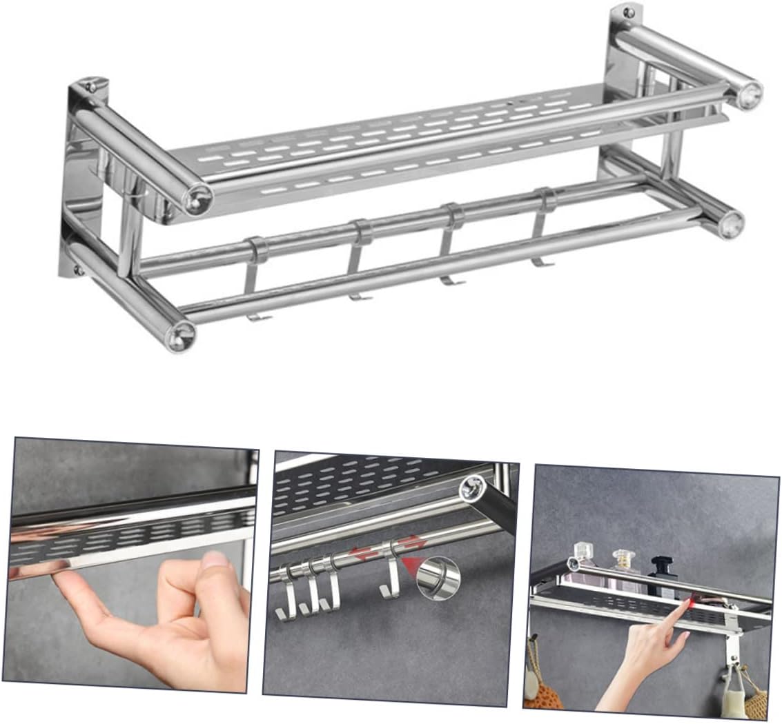 Ciieeo Silver Stainless Steel Bathroom Storage Rack