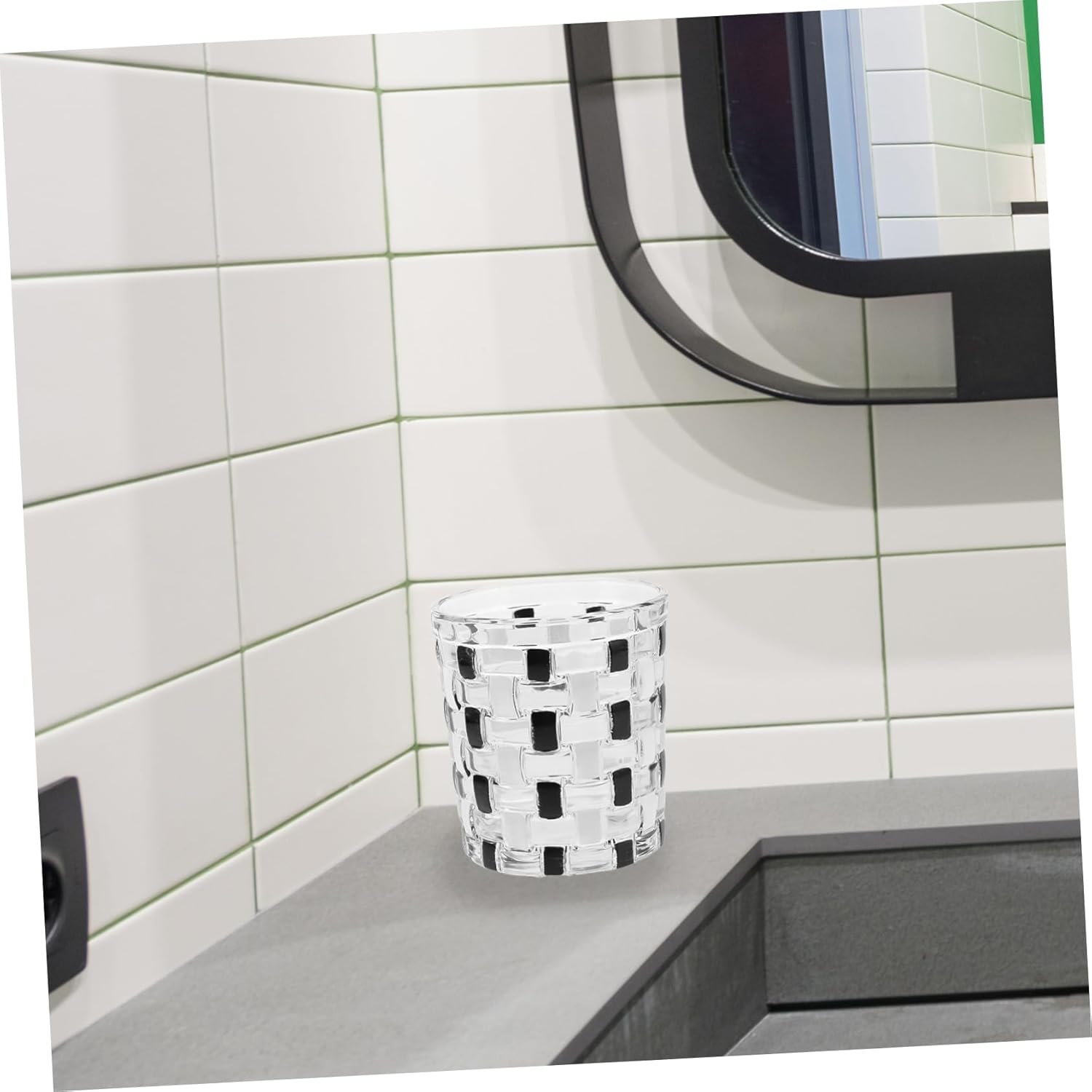 Cabilock Checkerboard Glass Toothbrush Holder