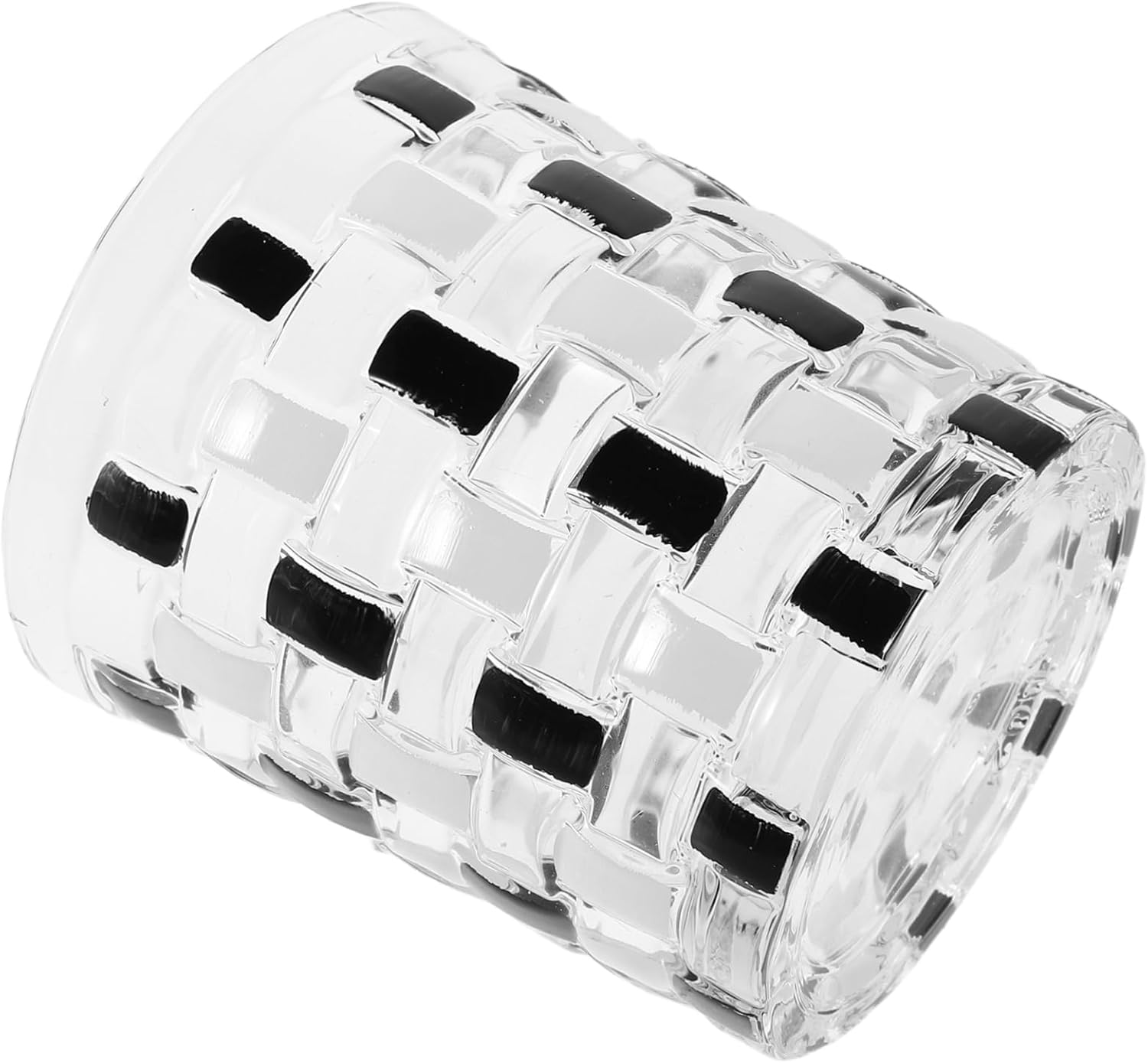 Stylish Black White Checkerboard Glass Toothbrush Holder Cup