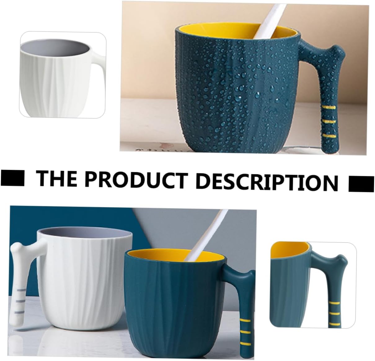 KONTONTY Toothbrush Storage Cup Handle Creative Design for Easy Storage