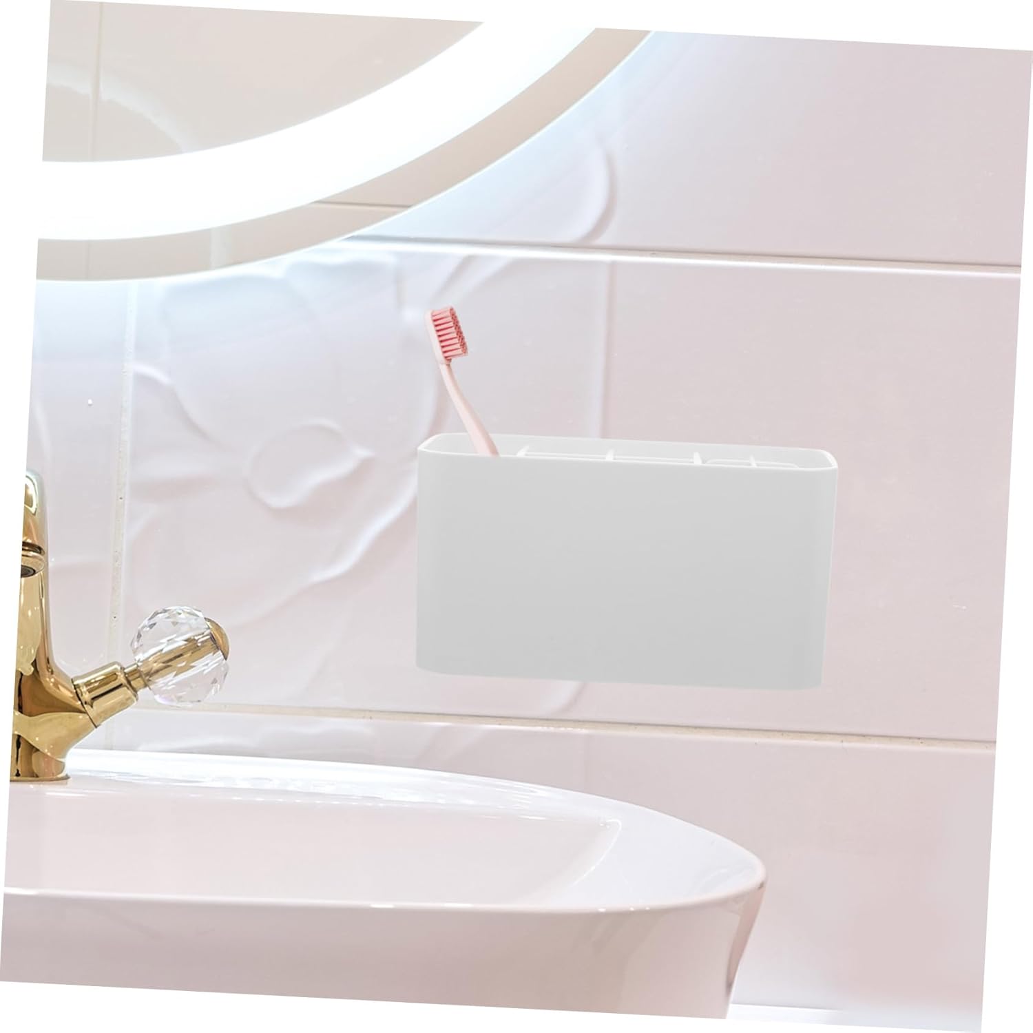 Anneome Nail Design Toothbrush Holder White Bathroom Organizer