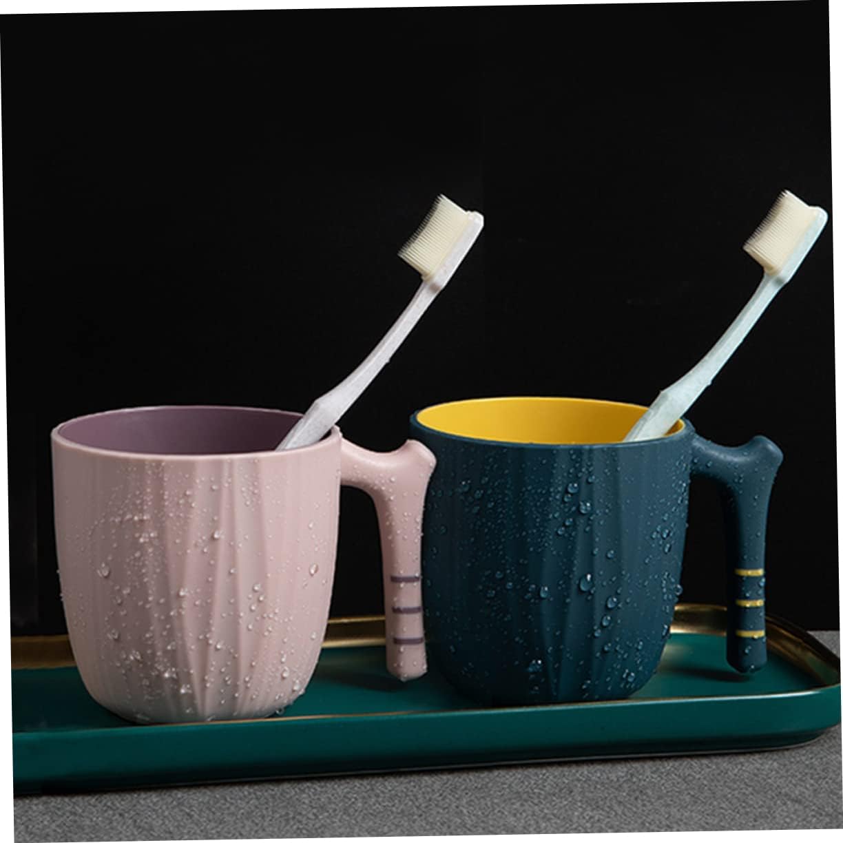 KONTONTY Toothbrush Storage Cup Handle Creative Design for Easy Storage