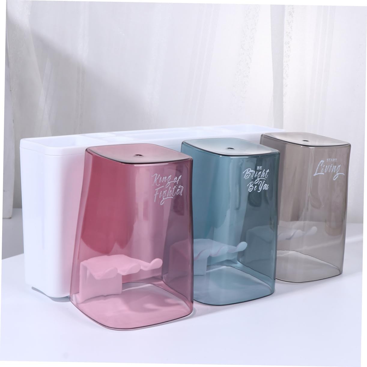 CIIEEO 3 Toothbrush Holder Set White - Mountable Toothpaste Cup Storage Rack