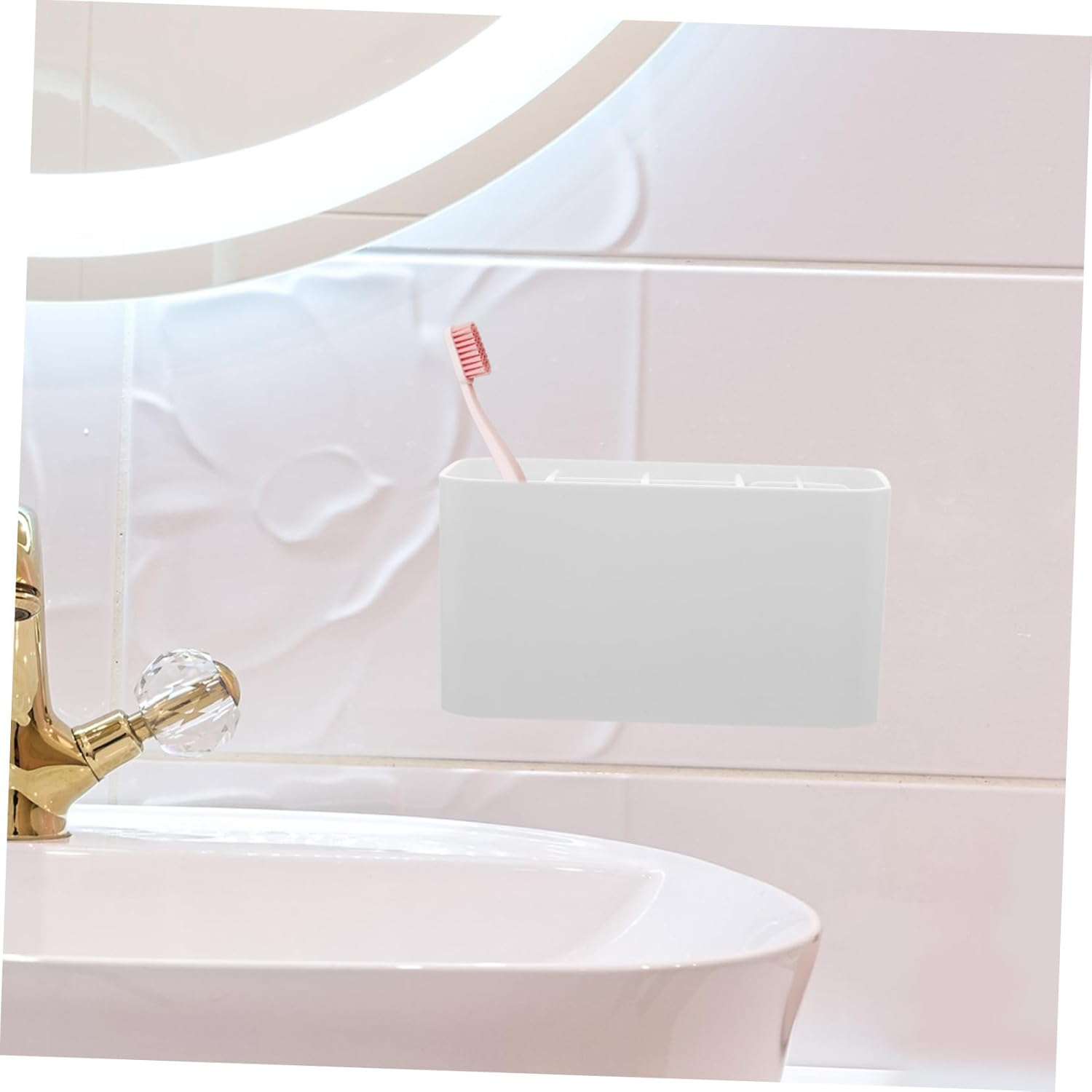 STOBAZA Bathroom Storage Organizer Wall Mounted Toothbrush Holder Modern Design