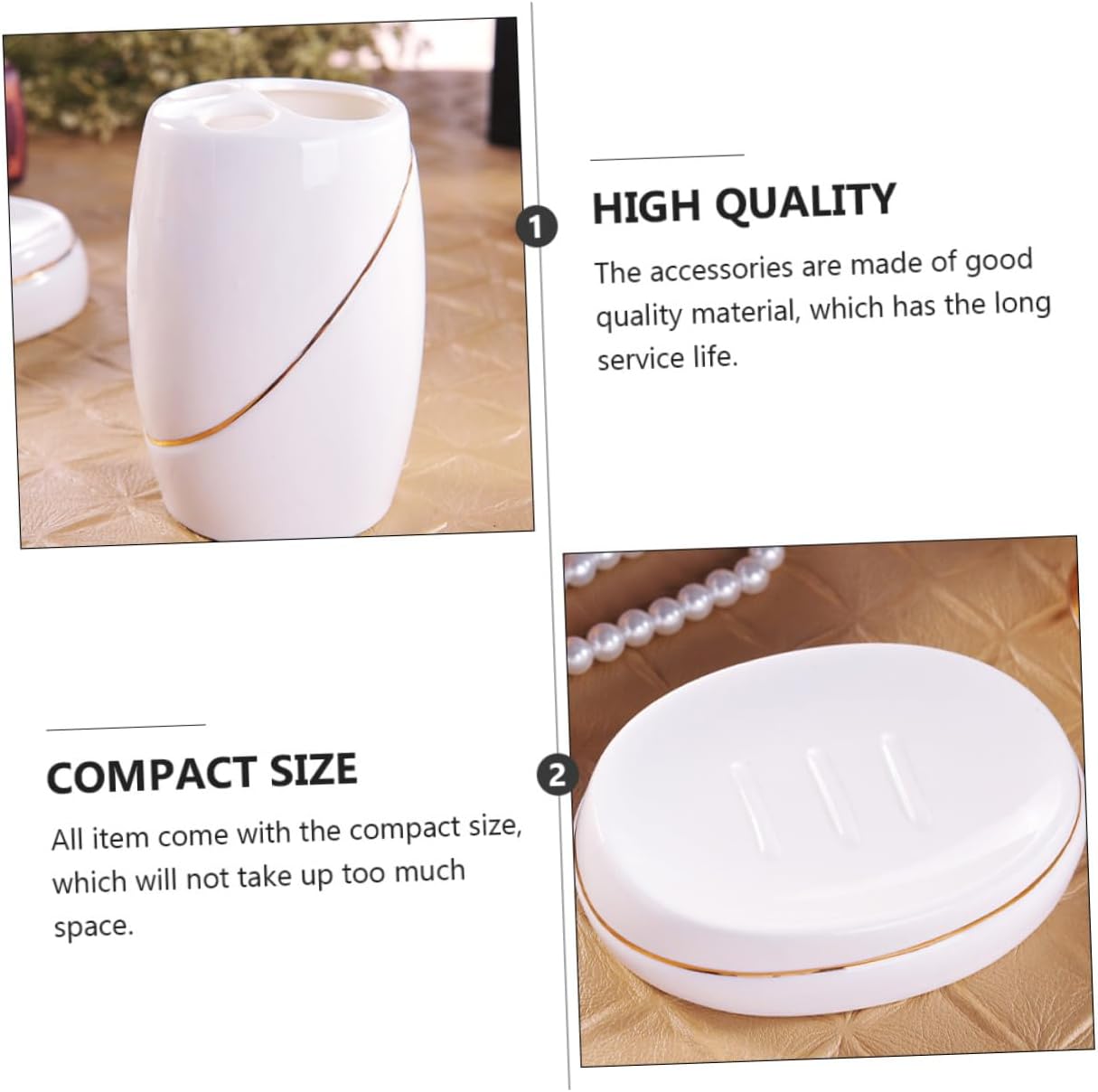 Zerodeko 5pcs Ceramic Toothbrush Holder Set for Bathroom