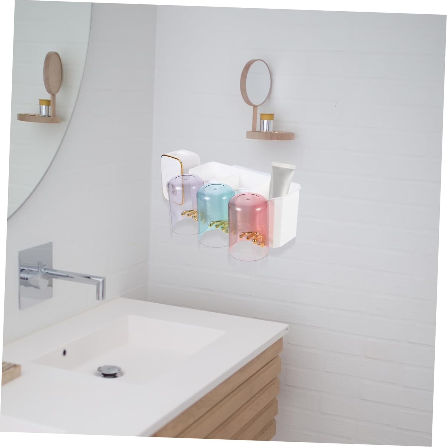 LIFKOME Wall Mounted Toothbrush Holder Organizer