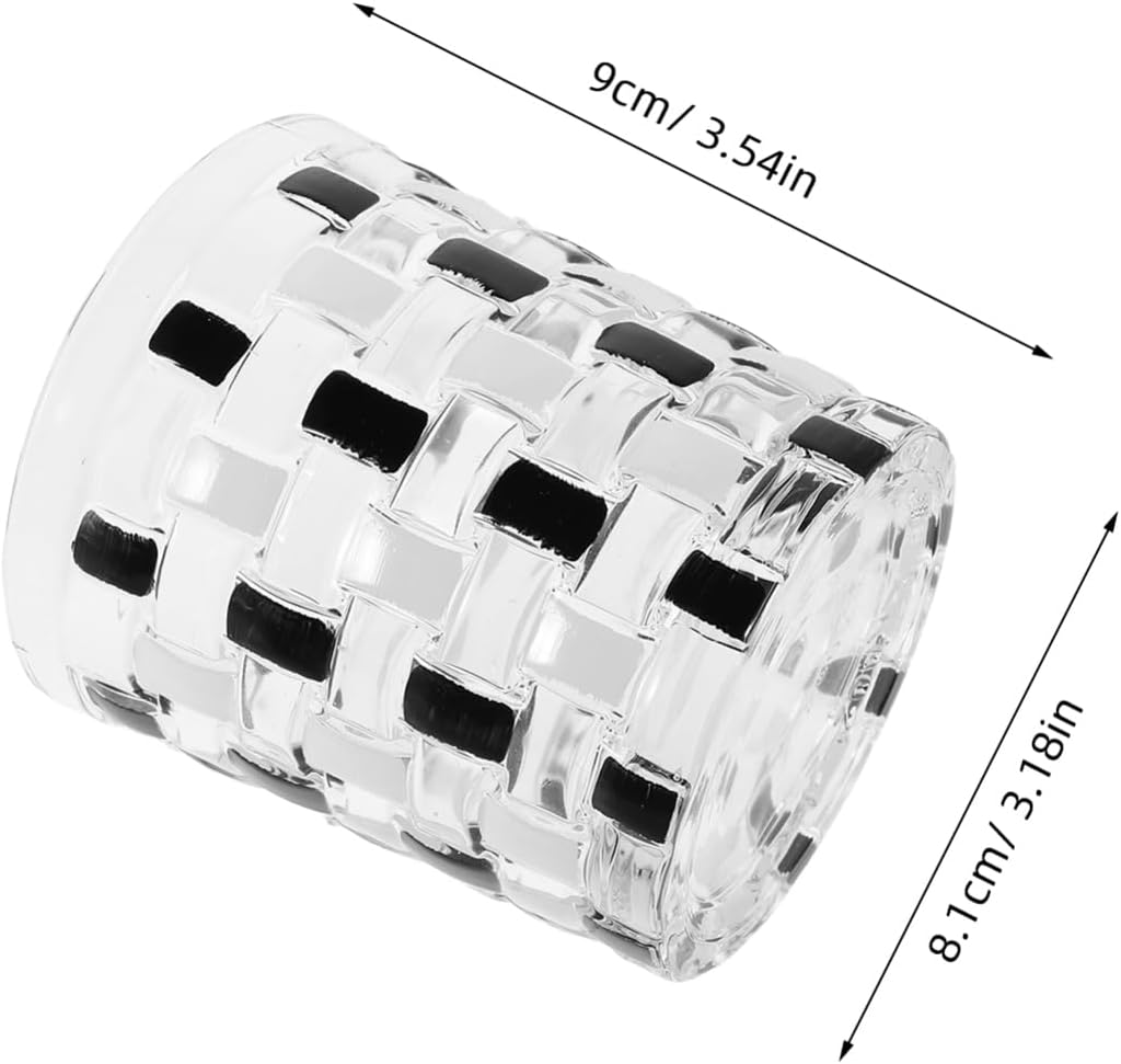 Bathroom Tumbler Glass Cup with Modern Checkerd Design