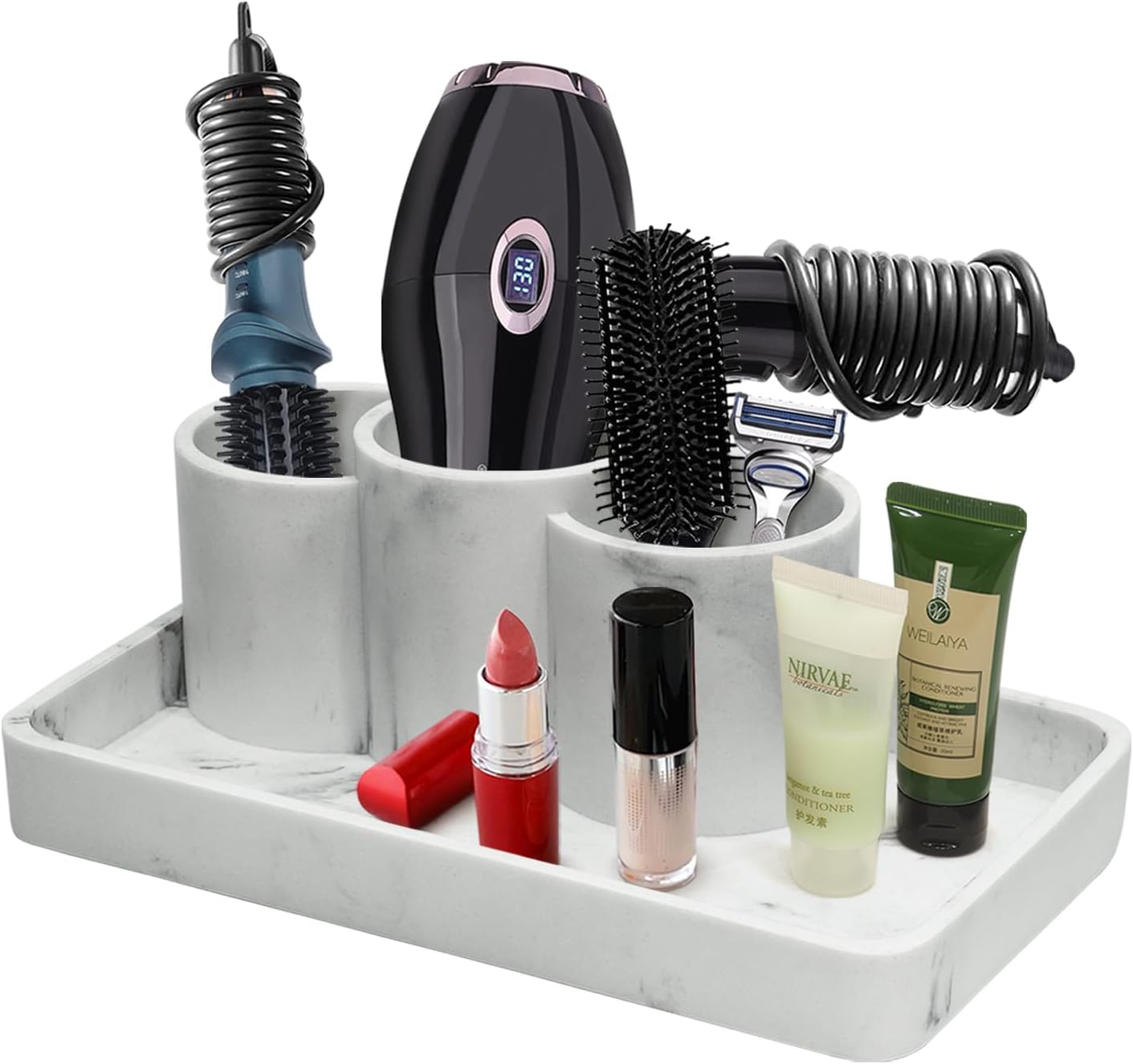 Suanti Multi-Functional Toothbrush Holder with 3 Compartments
