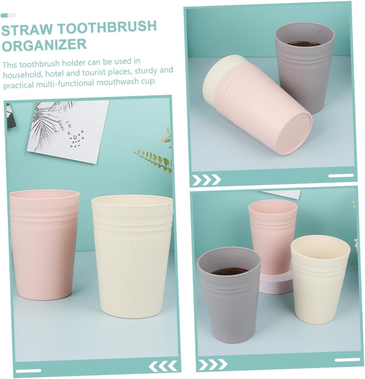 Amosfun Toothbrush Holder Mouthwash Cup Set of 3 Creative Reusable Design