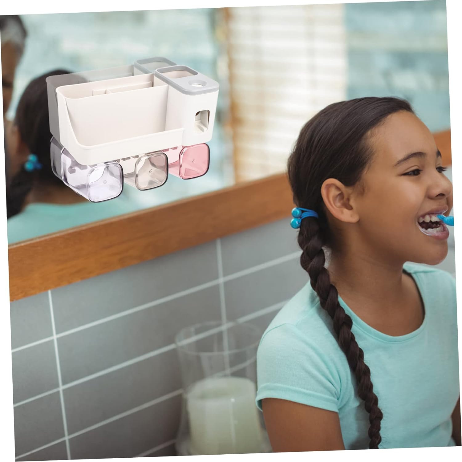 GLEAVI Multi-Functional Toothbrush Holder Gargle Cup Organizer for Bathroom Shower Kitchen