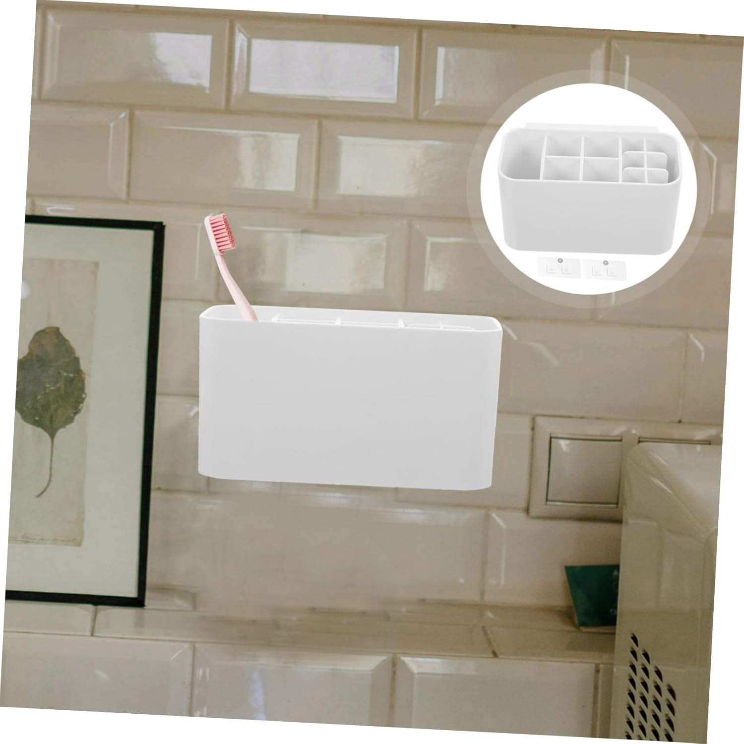 PRETYZOOM Toothbrush Holder with Storage Compartment and Organizer