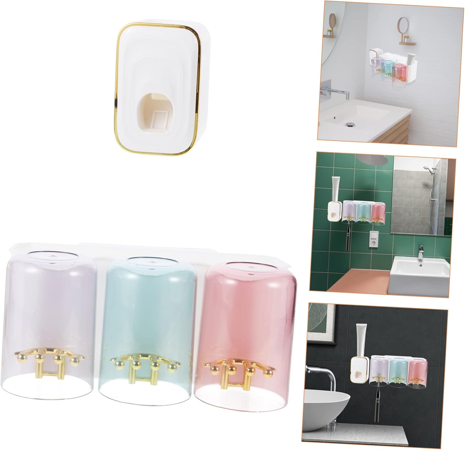 Stylish Wall-Mounted Toothbrush Holder Toothpaste Squeezer Organizer