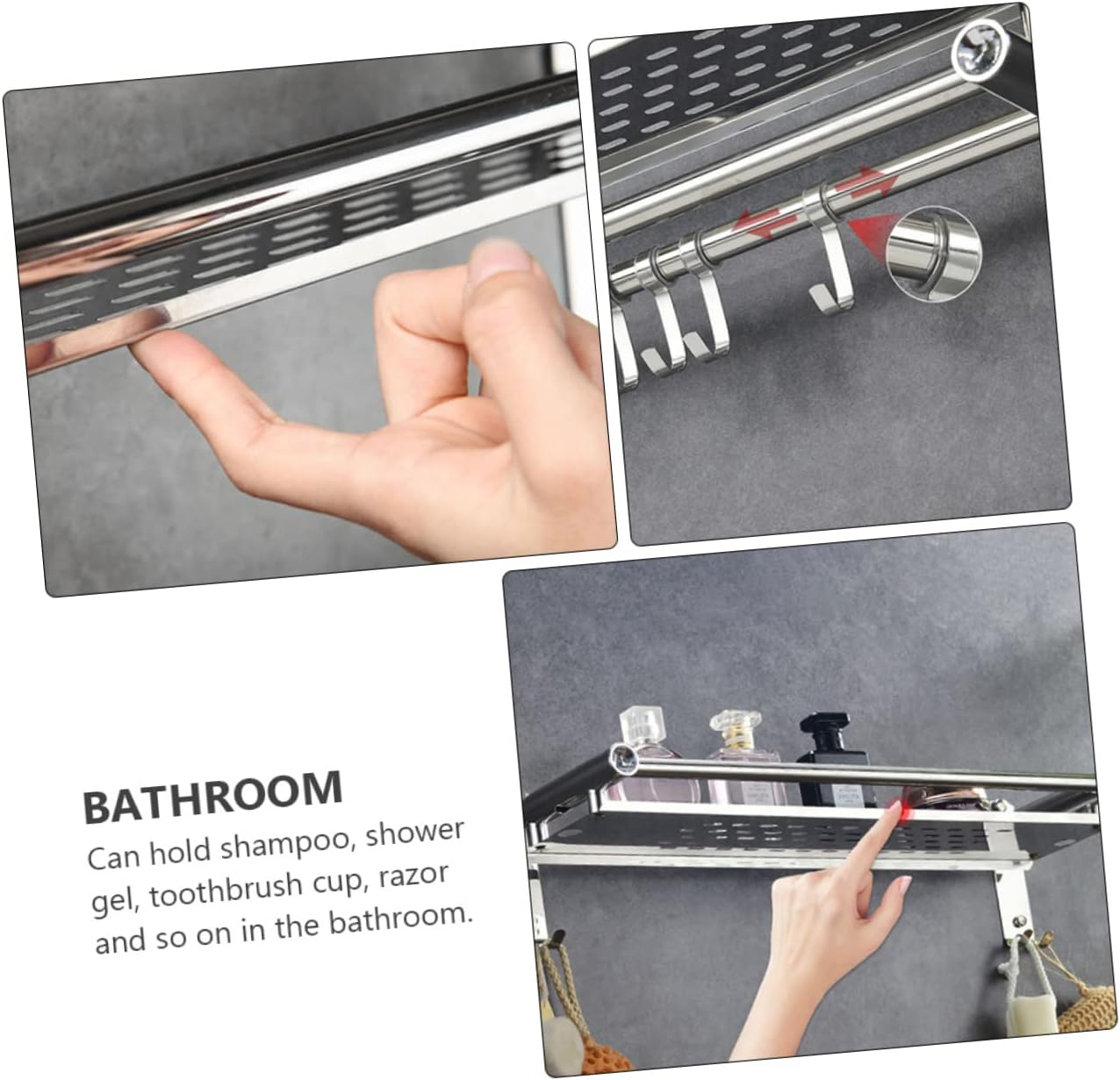 Ciieeo Silver Stainless Steel Bathroom Storage Rack